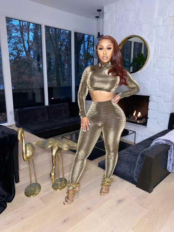 Liquid Metal Gold Cropped Top sold by Shane Justin