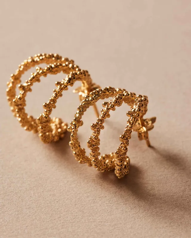 Triple Hoop Earrings Sand Dust sold by Apodemia