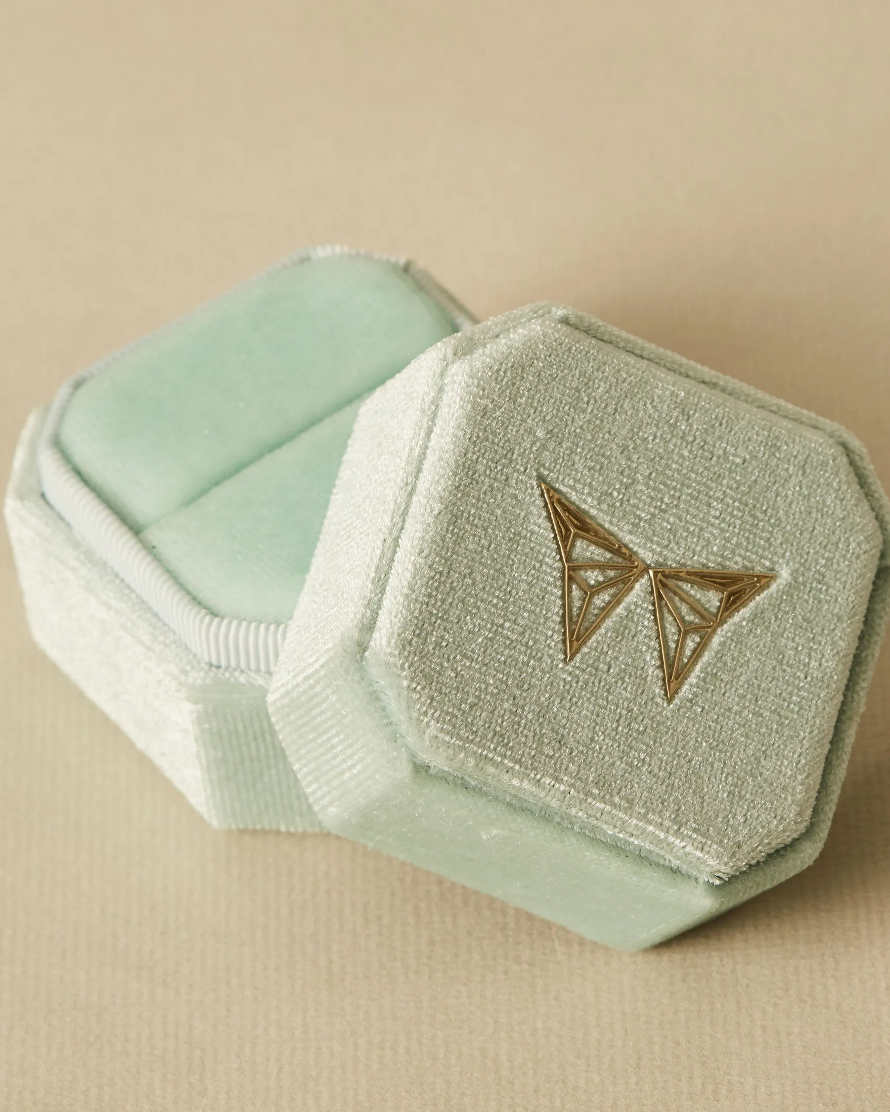Velvet Light Green Jewelry Box | The Gray Box sold by Apodemia product image thumbnail 3
