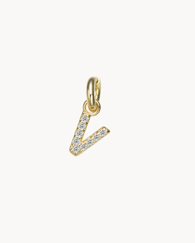 Charm Letter V Sparkle | The Gray Box sold by Apodemia