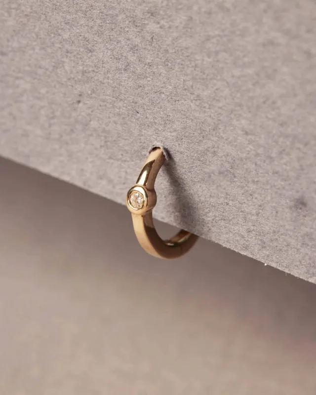 9K Solid Gold Forever Mini Hoop Earring | Diamond sold by Apodemia