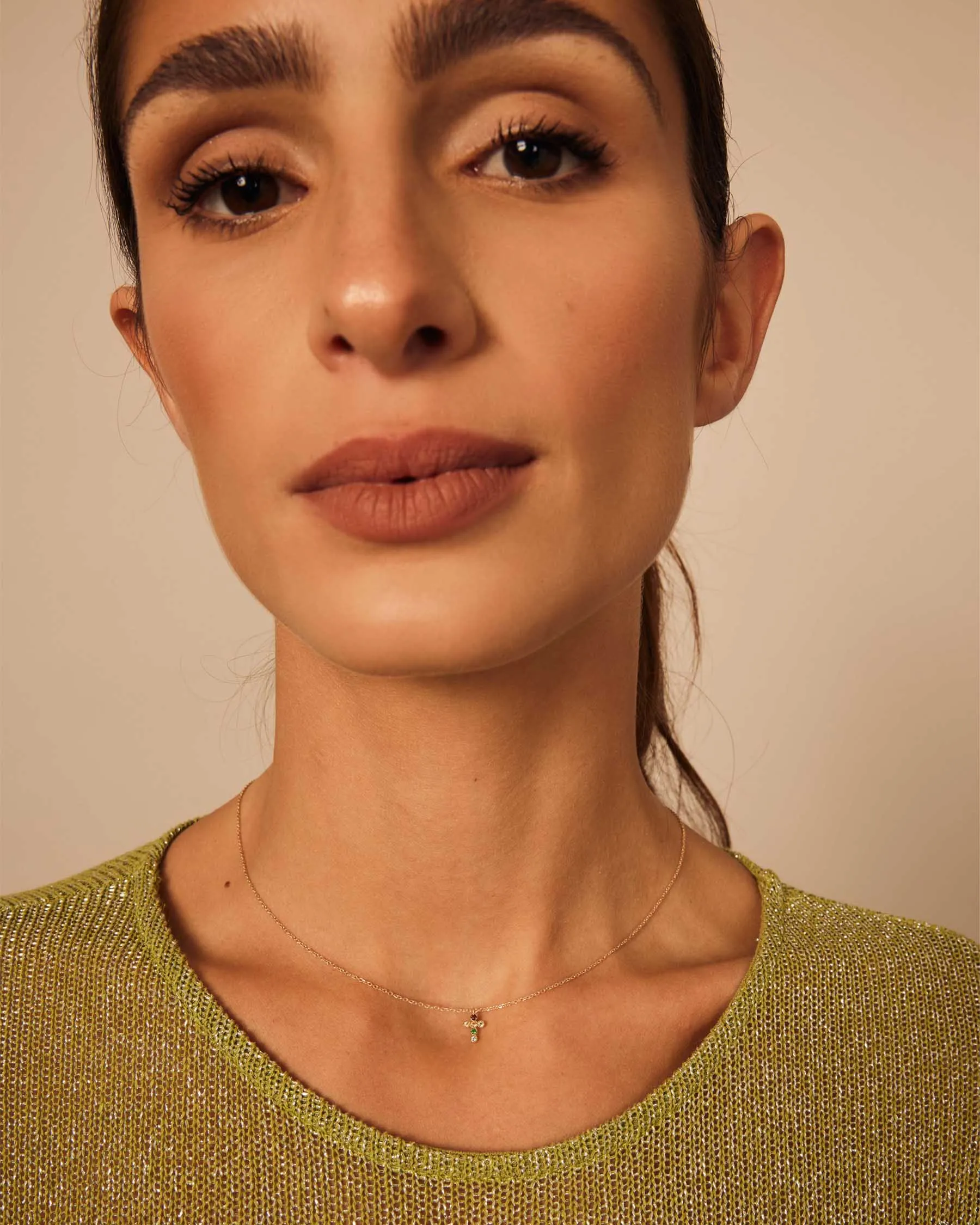 Forever Cross Necklace : 9k Solid Gold : Sapphire : Topaz sold by Apodemia product image thumbnail 2