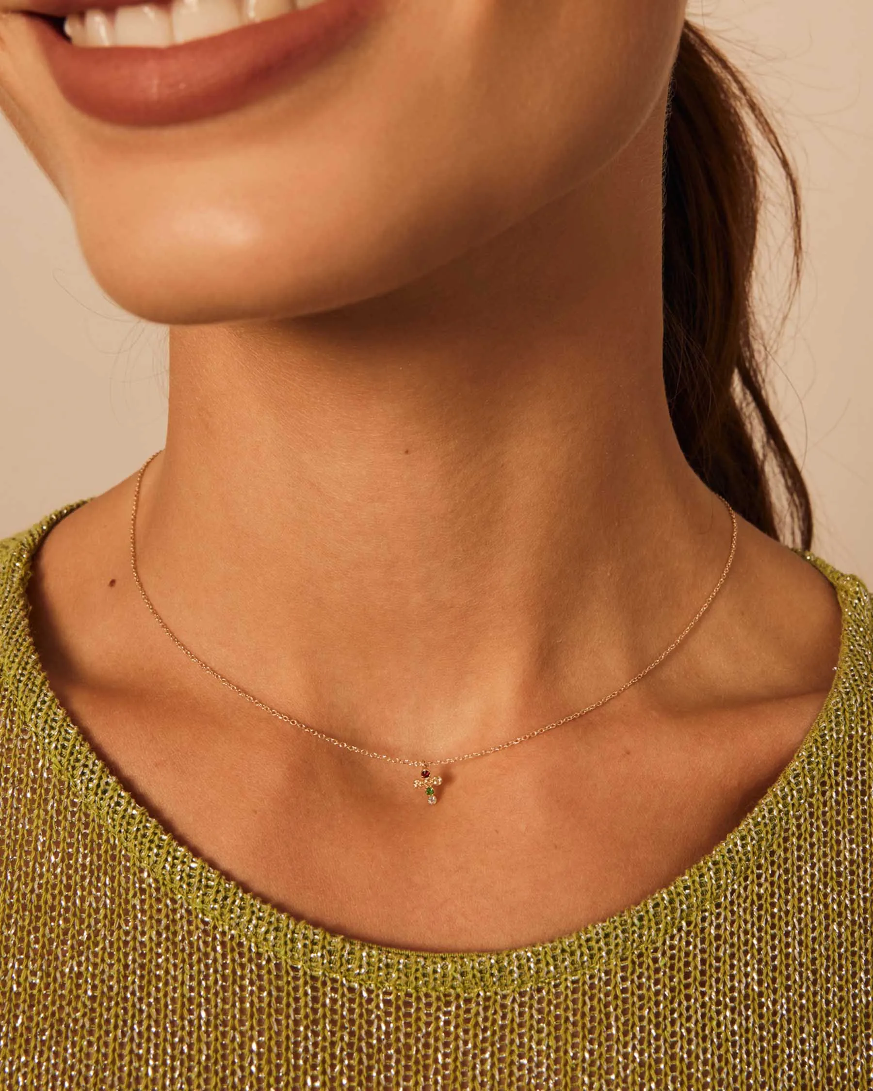 Forever Cross Necklace : 9k Solid Gold : Sapphire : Topaz sold by Apodemia product image thumbnail 4