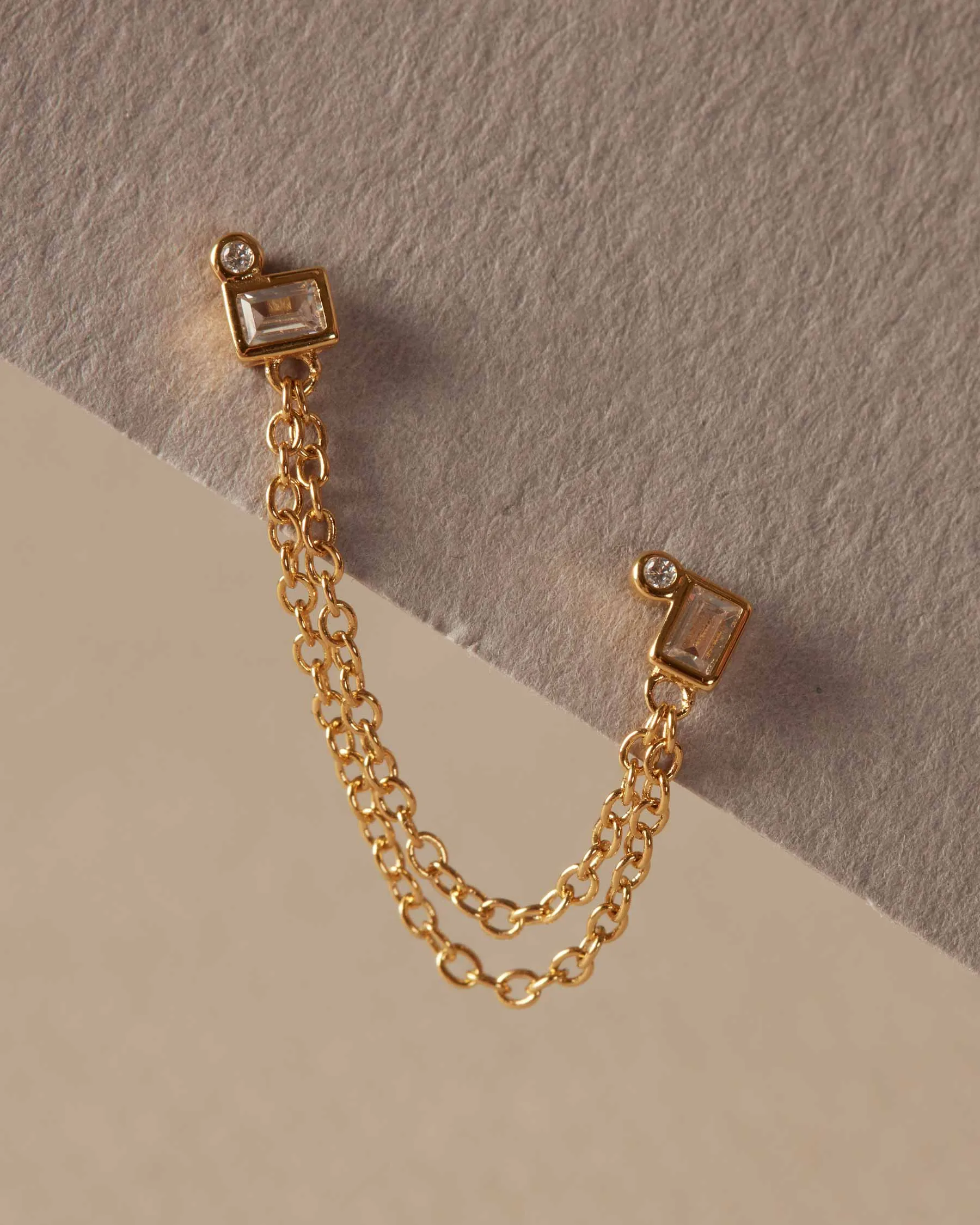 Baguette Chain Earrings Right : The Gray Box sold by Apodemia