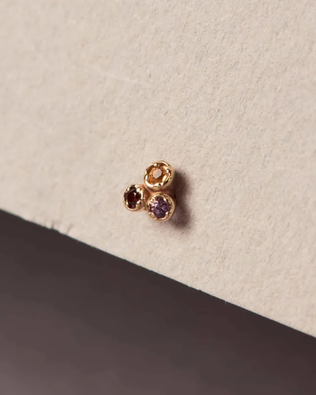 Trio Forever Earring | 9K Solid Gold | Amethyst | Citrine | Garnet sold by Apodemia