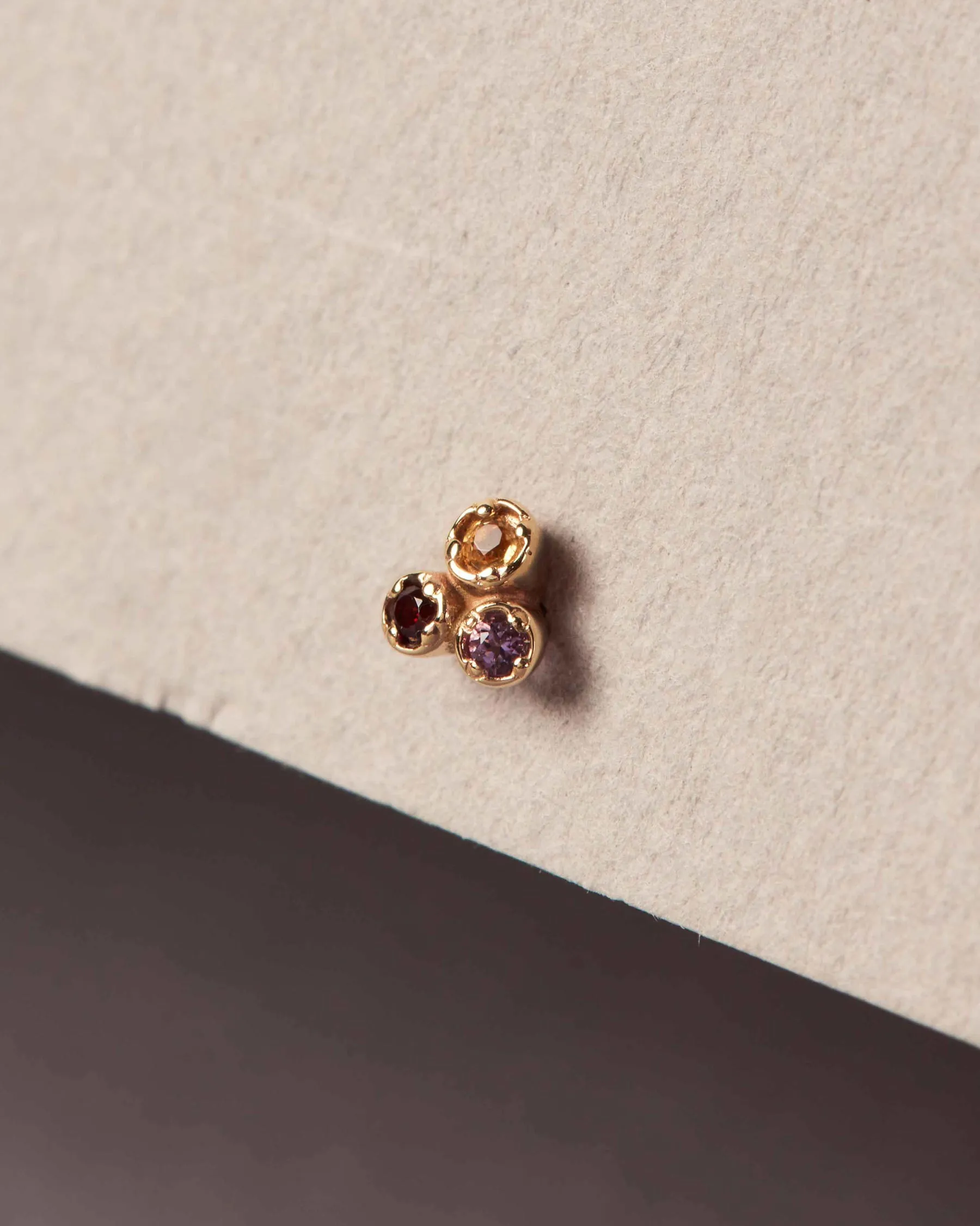 Trio Forever Earring | 9K Solid Gold | Amethyst | Citrine | Garnet sold by Apodemia