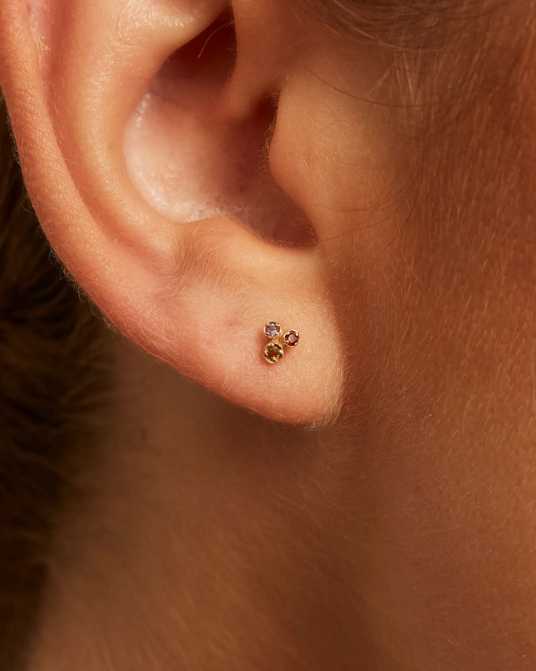 Trio Forever Earring | 9K Solid Gold | Amethyst | Citrine | Garnet sold by Apodemia product image thumbnail 4