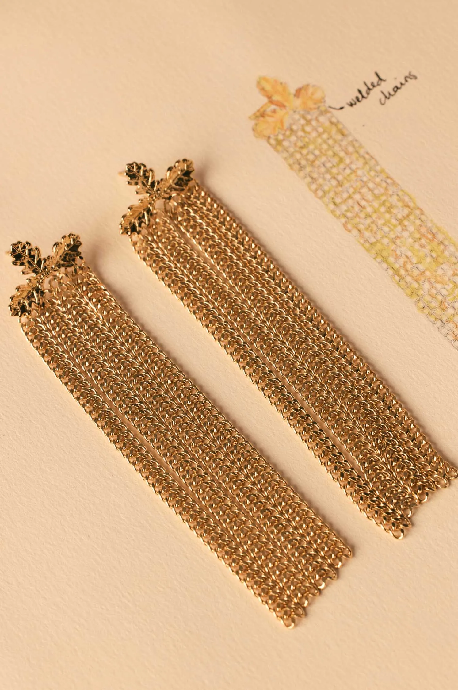 Long chain earrings into the woods sold by Apodemia product image thumbnail 3