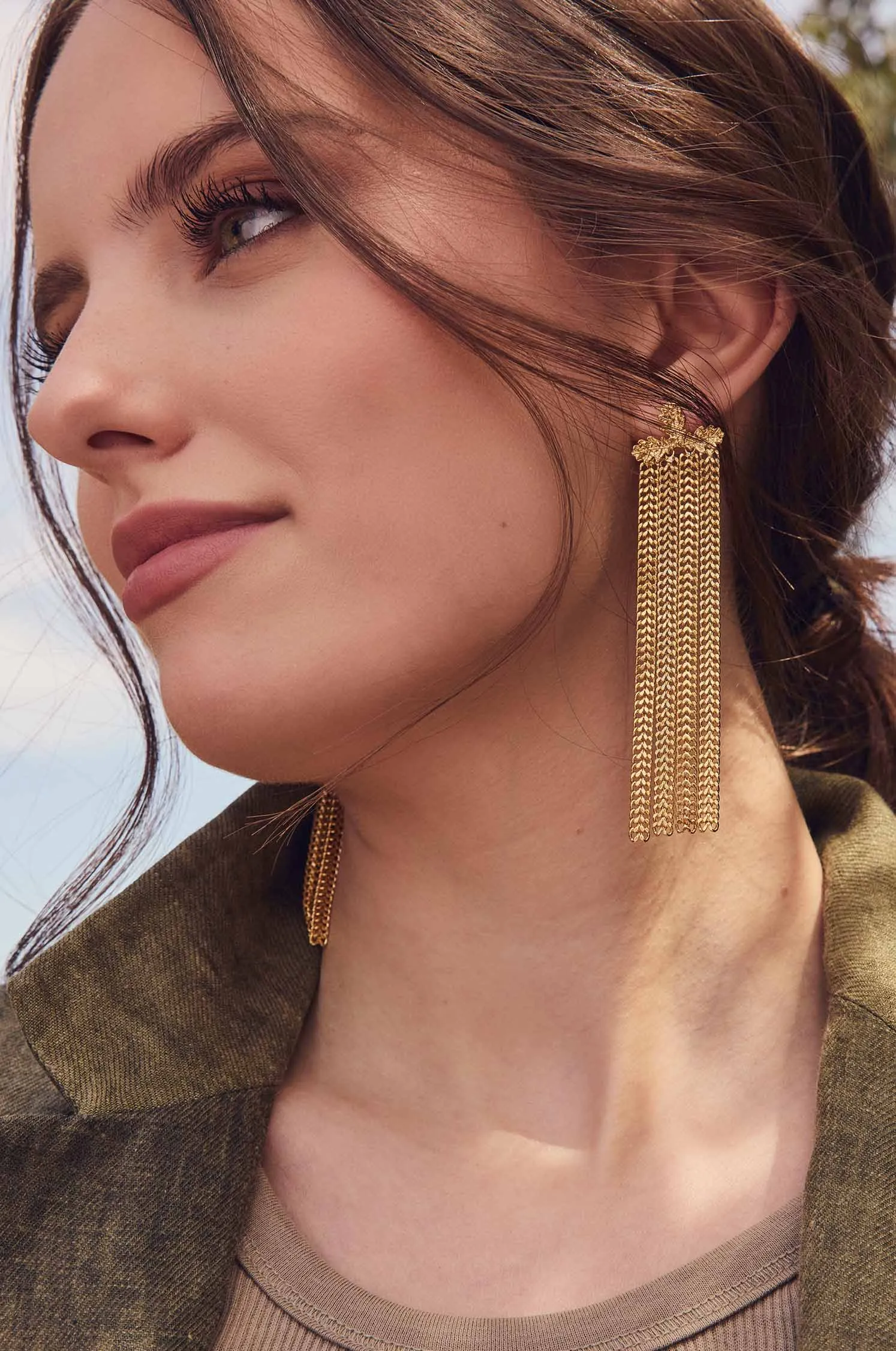 Long chain earrings into the woods sold by Apodemia product image thumbnail 5