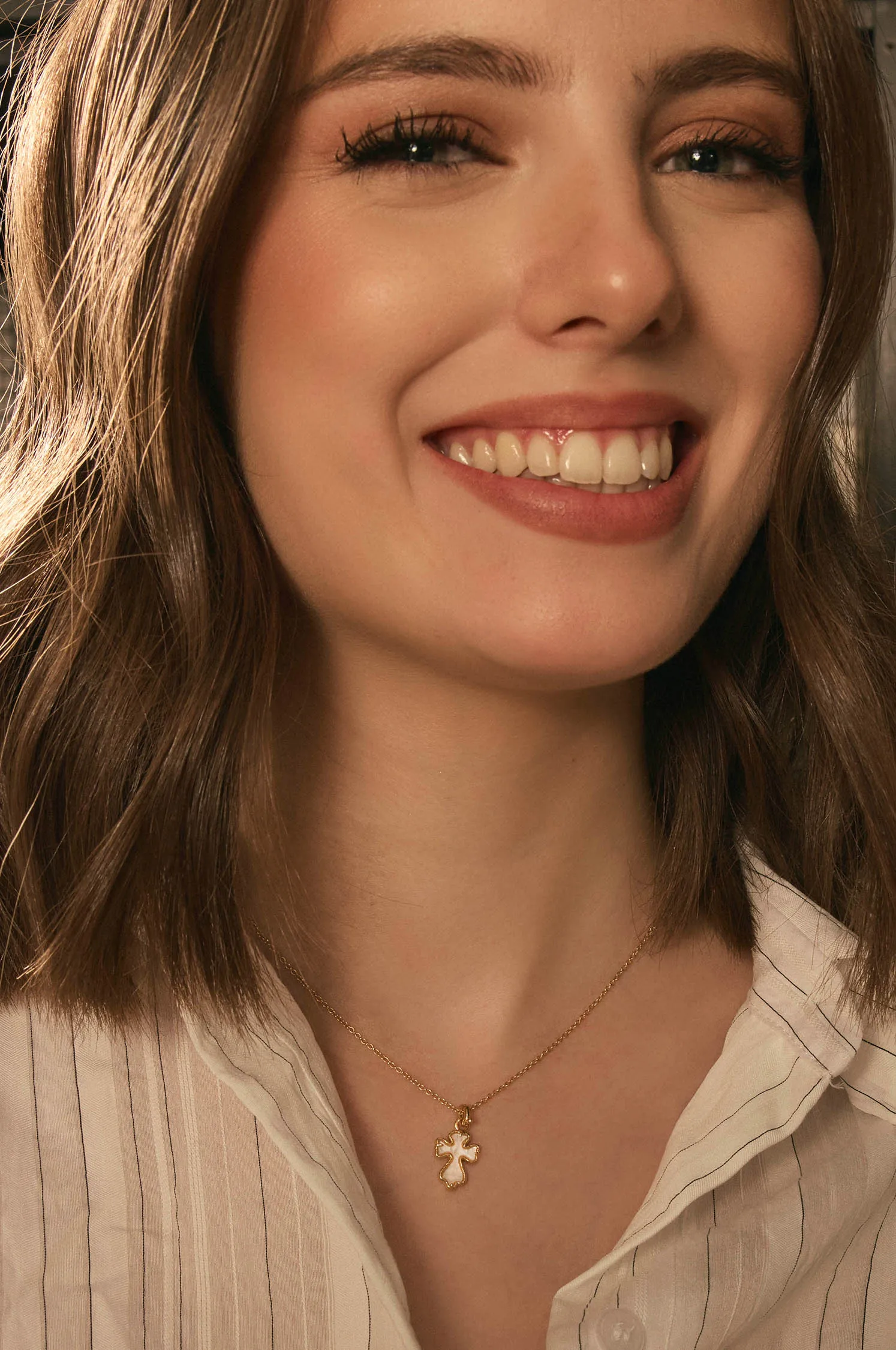 Mother-of-pearl cross charm sold by Apodemia product image thumbnail 2