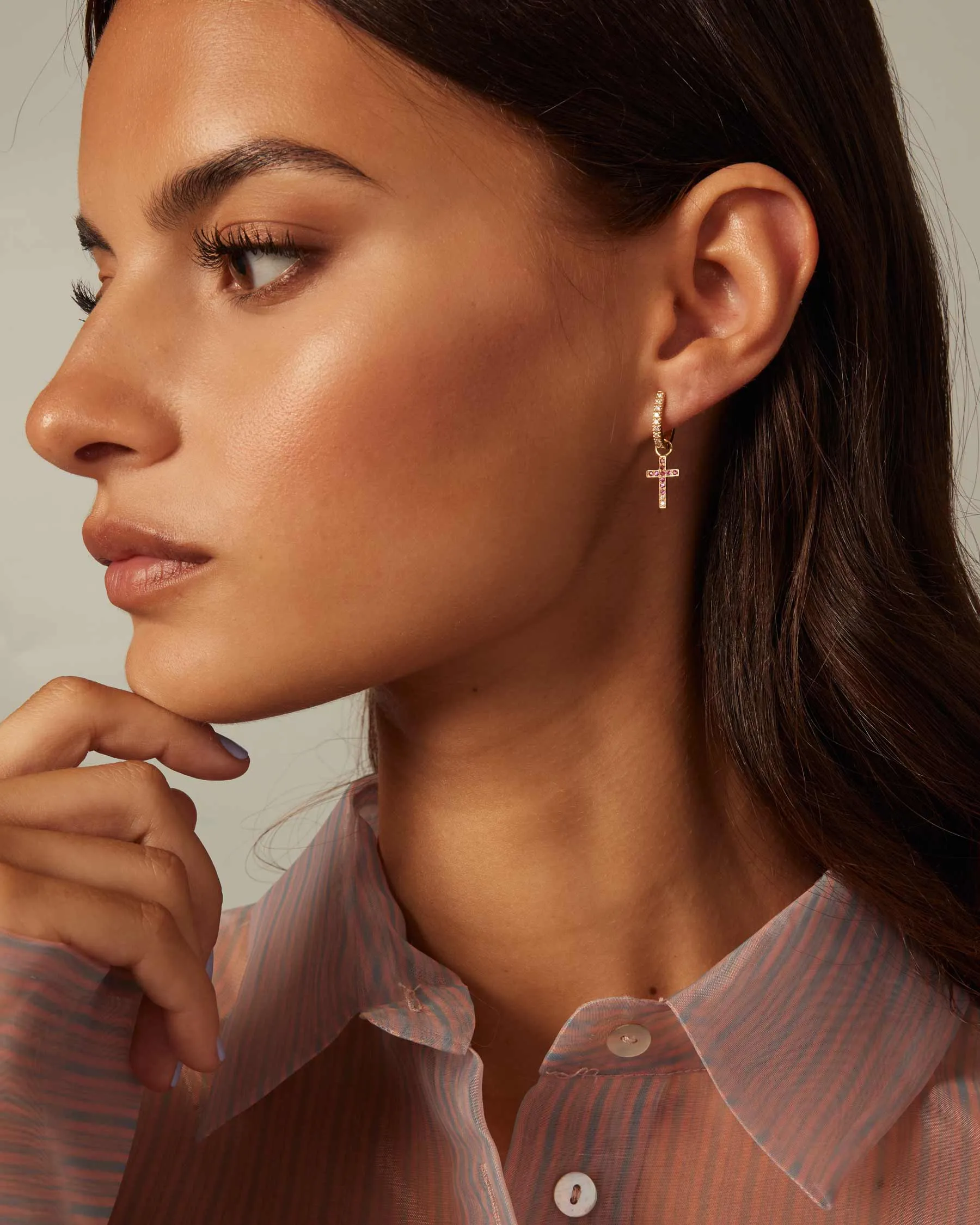 Charm Cross Solid Gold 18K Forever | Diamonds | Sapphire | Ruby sold by Apodemia product image thumbnail 2