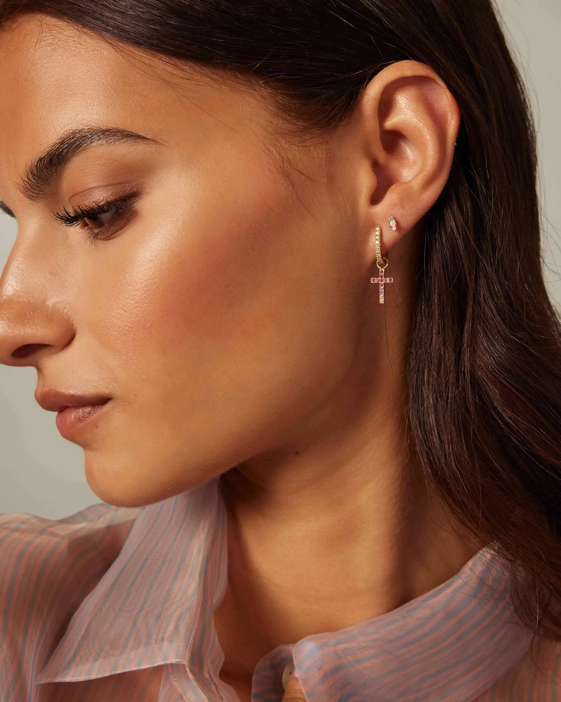 Charm Cross Solid Gold 18K Forever | Diamonds | Sapphire | Ruby sold by Apodemia product image thumbnail 4