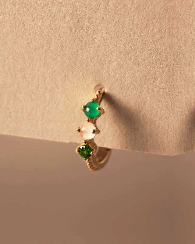 Forever Multicolor Hoop Earrings : 9k Solid Gold : Tsavorite : Chalcedony : Quartz sold by Apodemia