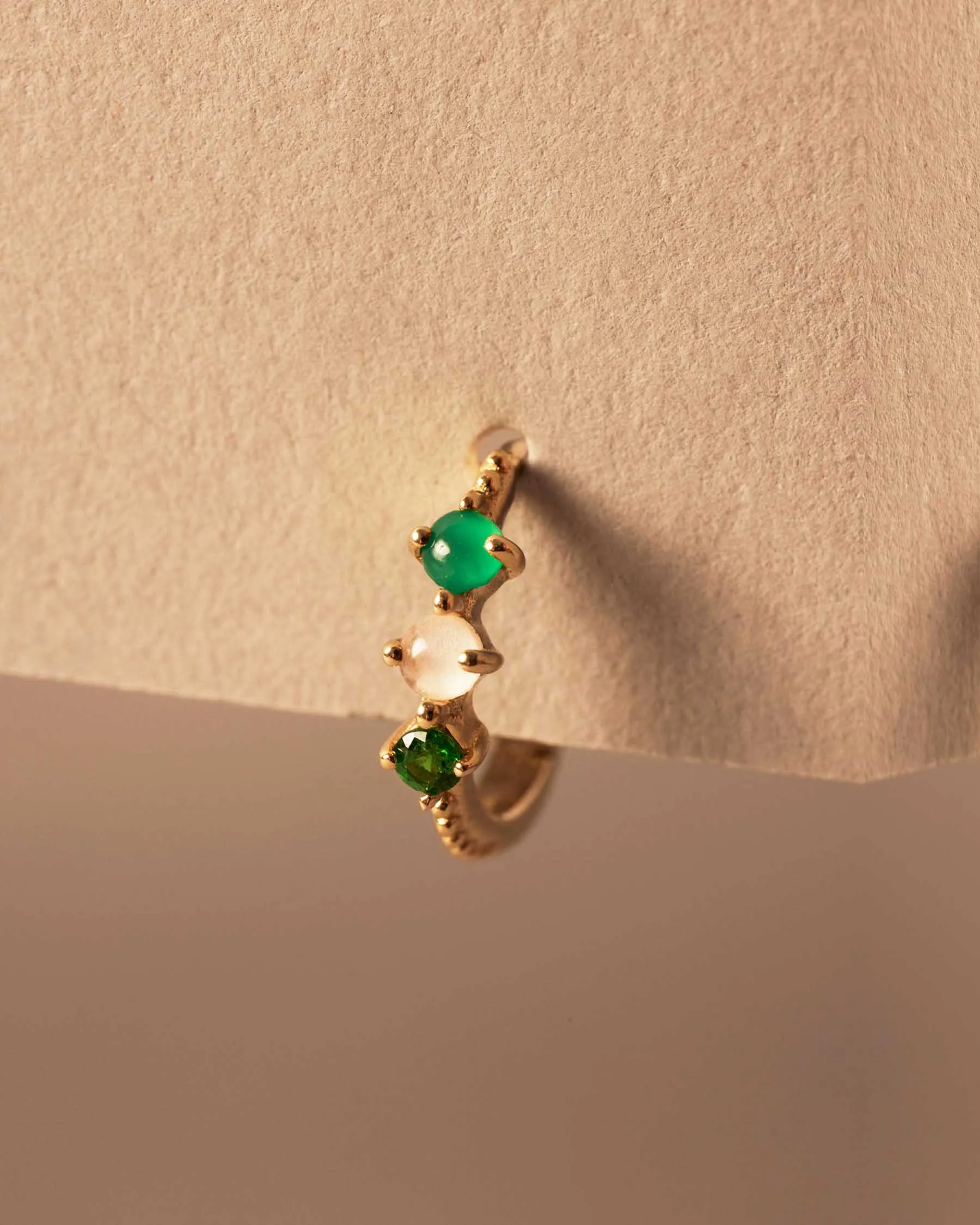 Forever Multicolor Hoop Earrings : 9k Solid Gold : Tsavorite : Chalcedony : Quartz sold by Apodemia