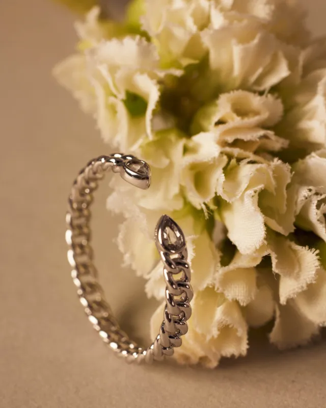 Forever Open Ring | 925 Sterling Silver | White Topaz sold by Apodemia