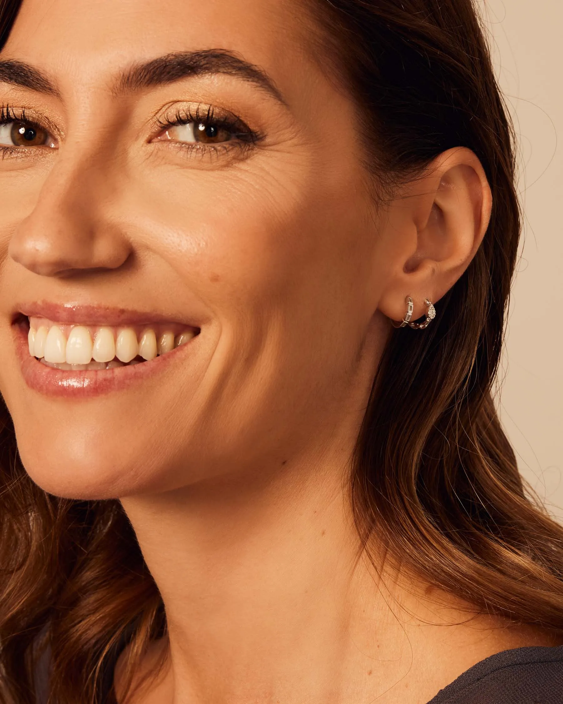 Multi Forever Hoop Earrings | Sterling Silver 925 | White Topaz sold by Apodemia product image thumbnail 4