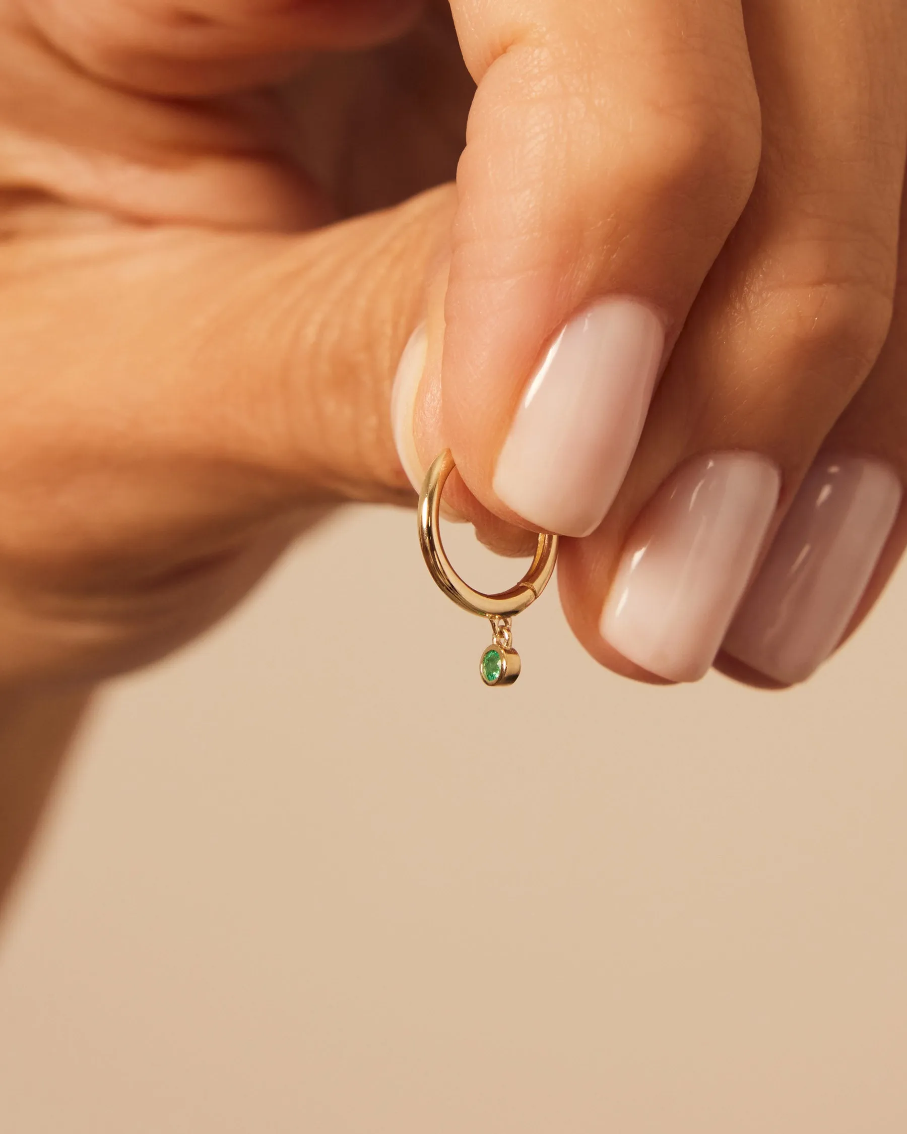 Aro Forever Earrings : Solid Gold 9k : Emerald sold by Apodemia product image thumbnail 2