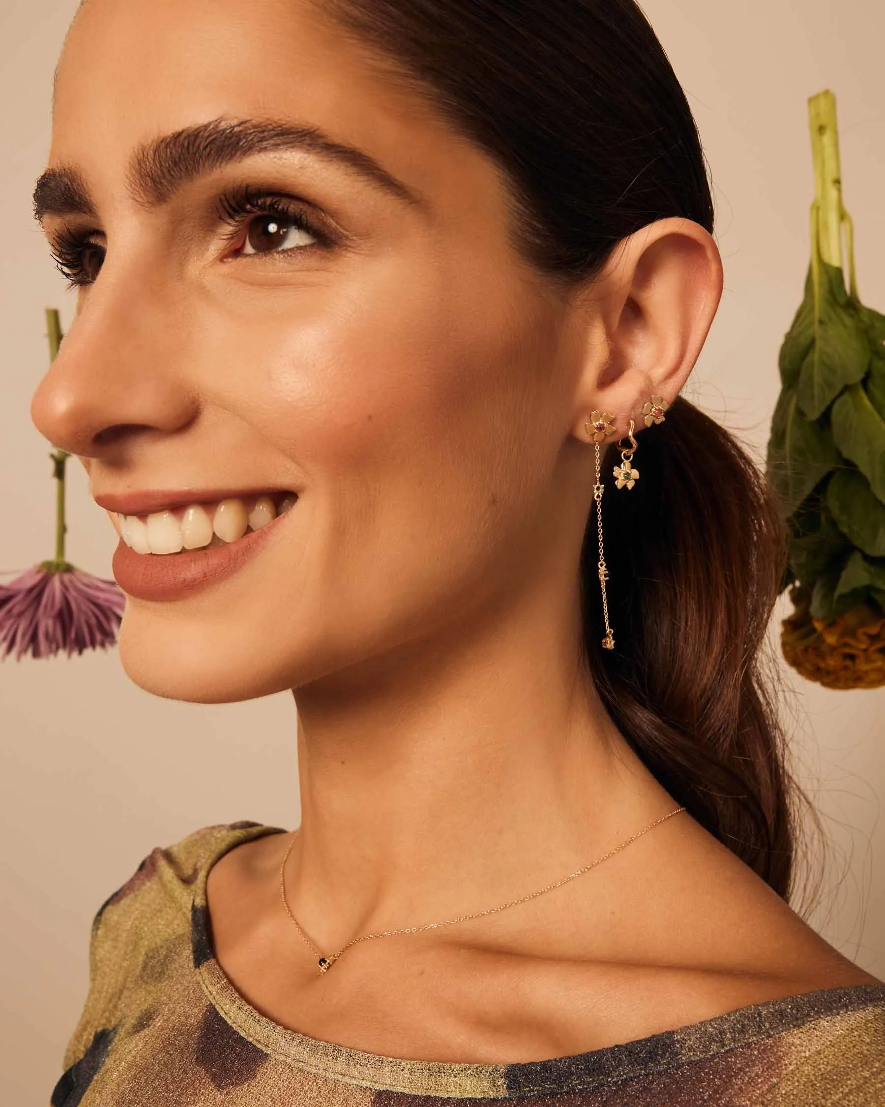 Flower Forever Duo Earrings - 18K Solid Gold - 18K Solid Gold sold by Apodemia product image thumbnail 2