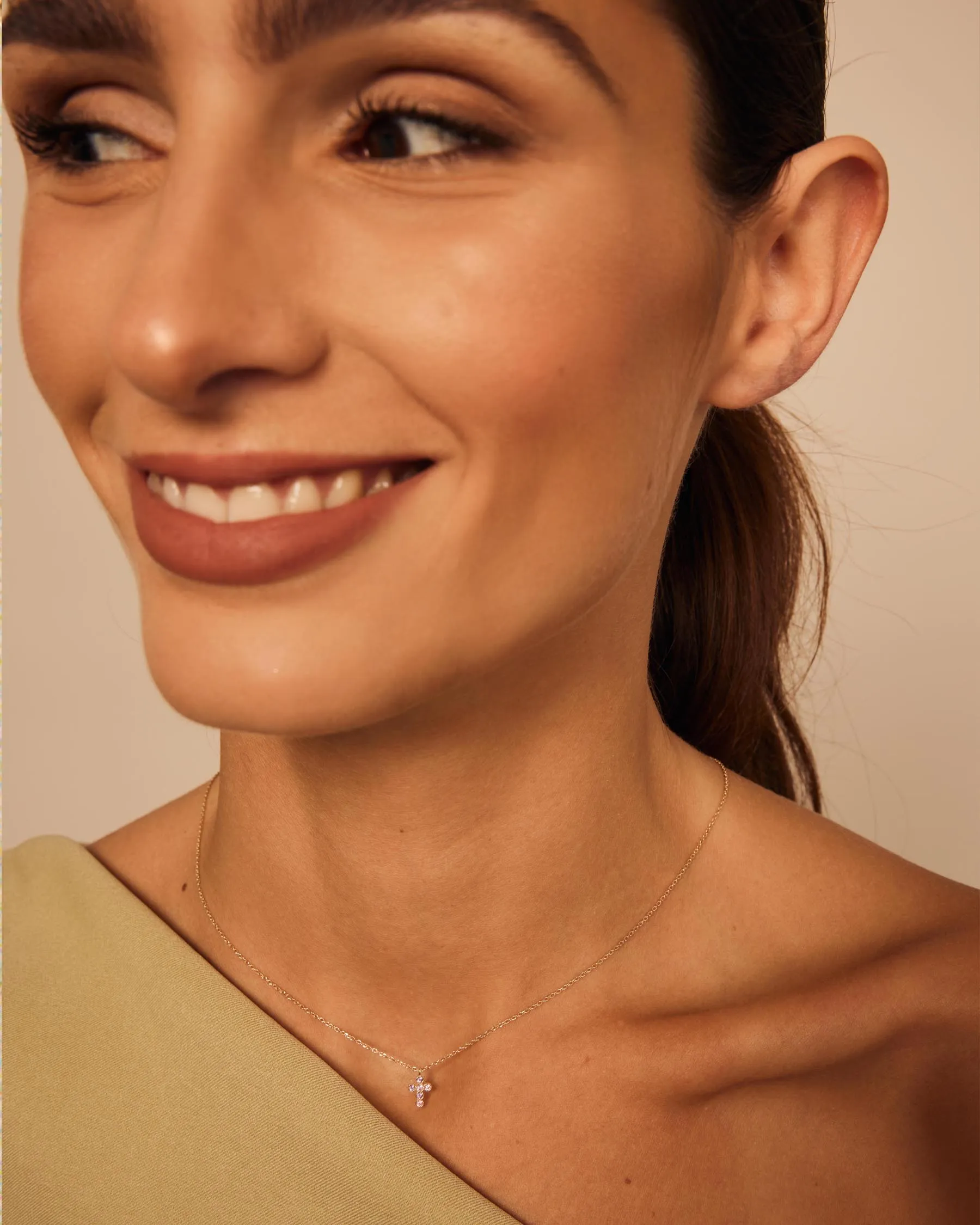 Cross Necklace : Solid Gold 9k : Pink Sapphire : Amethyst sold by Apodemia product image thumbnail 4