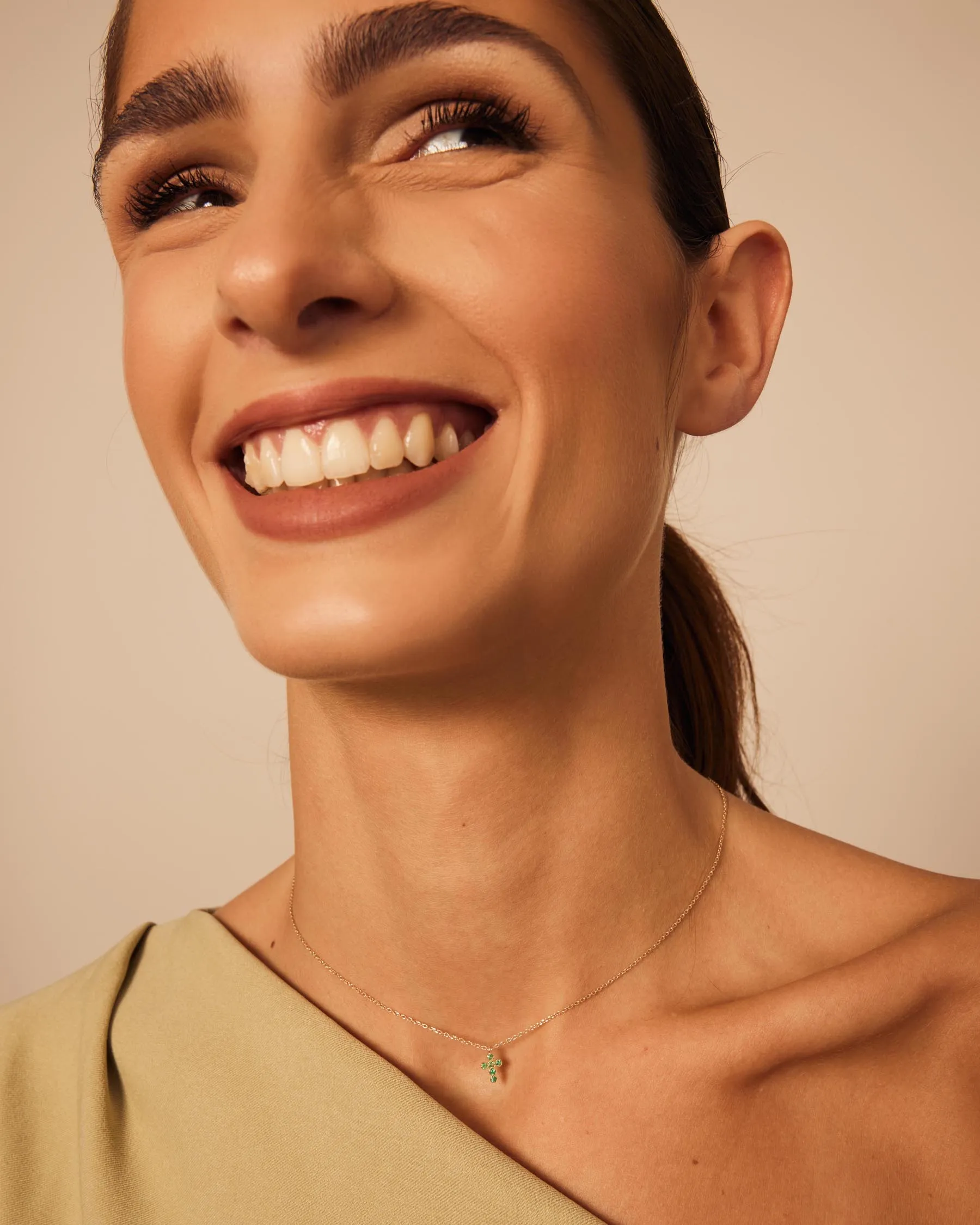 Cross Necklace : Solid Gold 9k : Emerald sold by Apodemia product image thumbnail 2