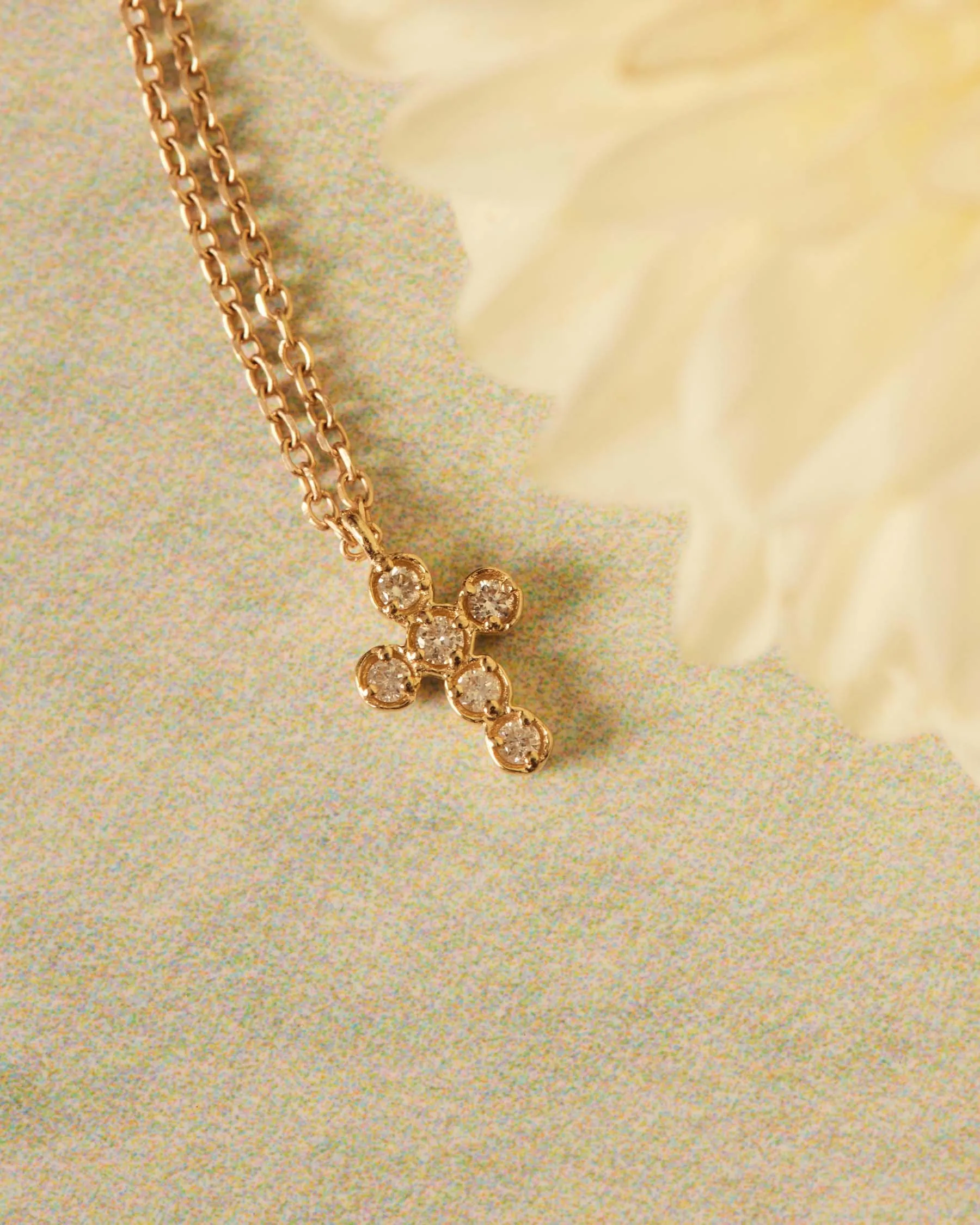 Cross Necklace : 9k Solid Gold : Diamond sold by Apodemia