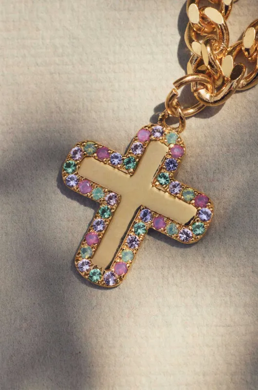 Rainbow Cross Charm sold by Apodemia