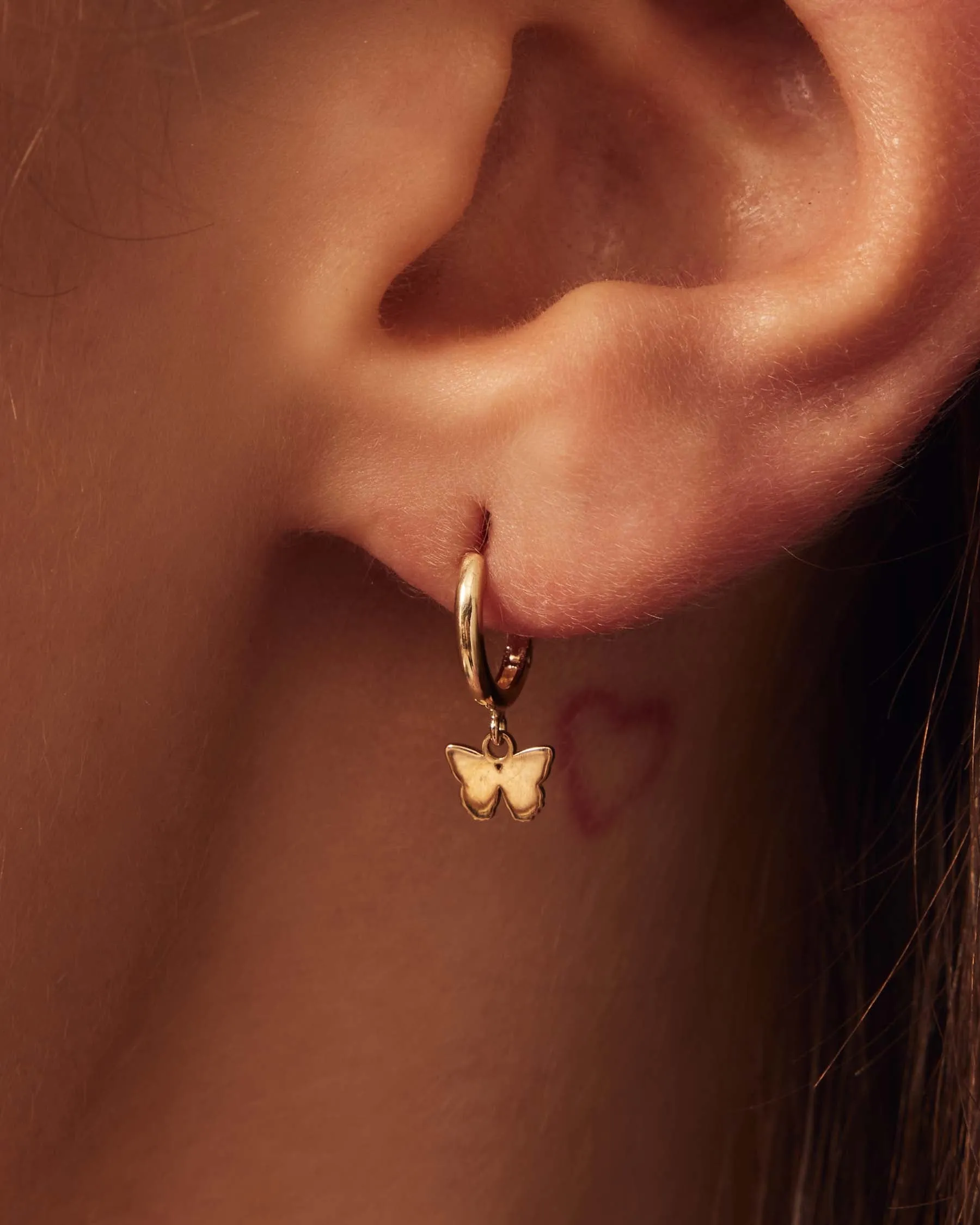 Forever Butterfly Hoop Earrings | 18K Solid Gold | sold by Apodemia product image thumbnail 3