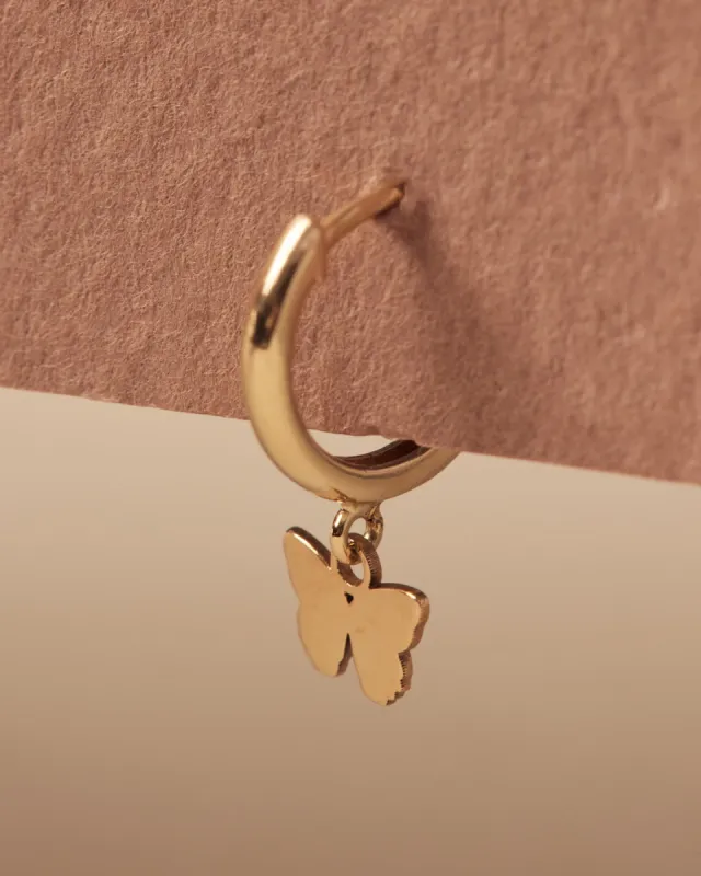 Forever Butterfly Hoop Earrings | 18K Solid Gold | sold by Apodemia