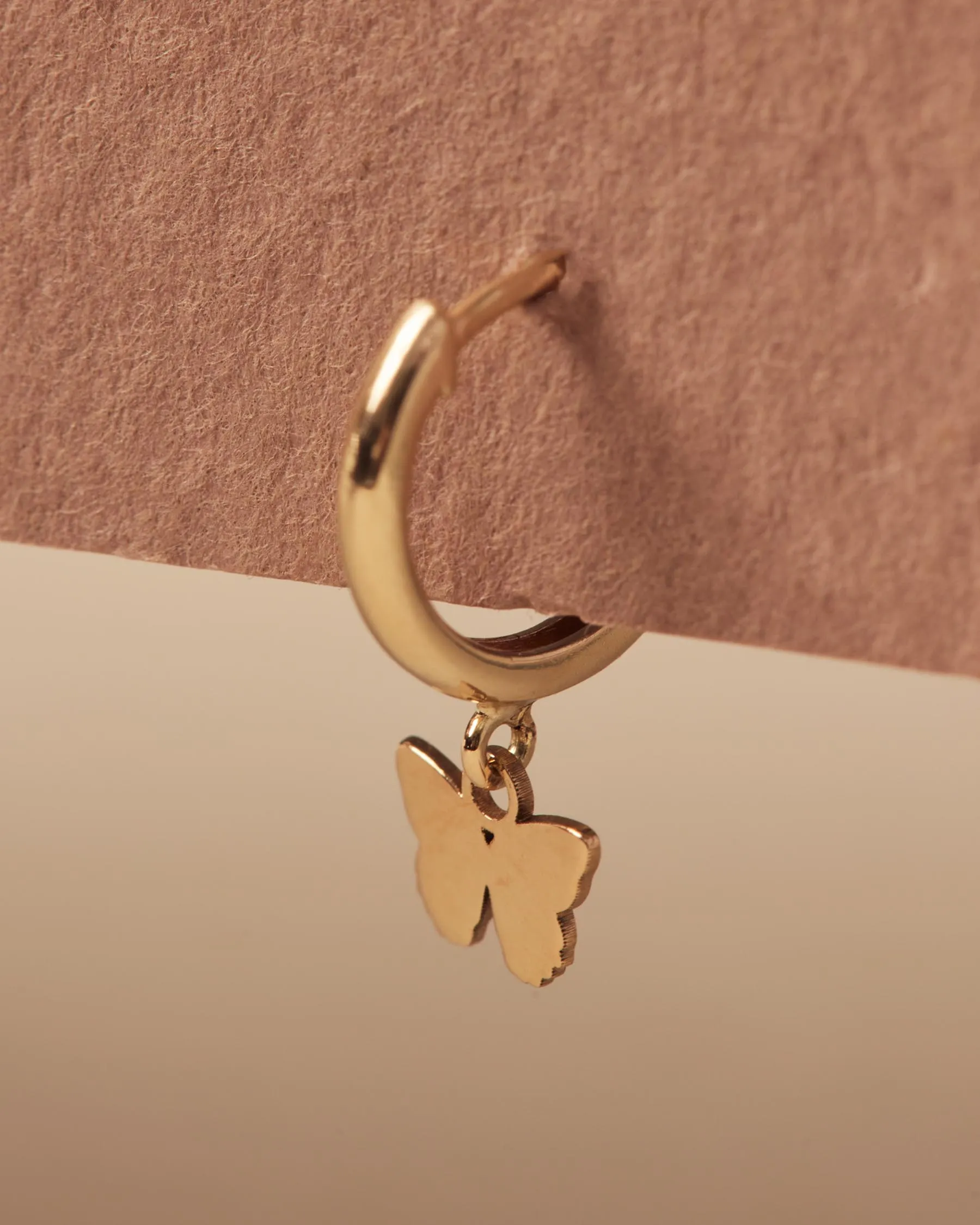 Forever Butterfly Hoop Earrings | 18K Solid Gold | sold by Apodemia