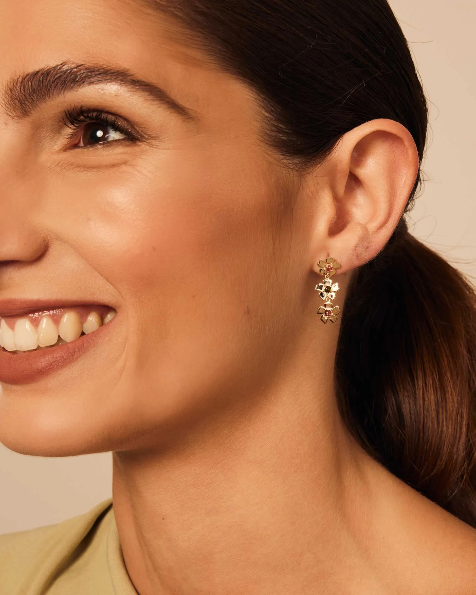 Forever Flower Long Earrings | 18K Solid Gold | sold by Apodemia product image thumbnail 4