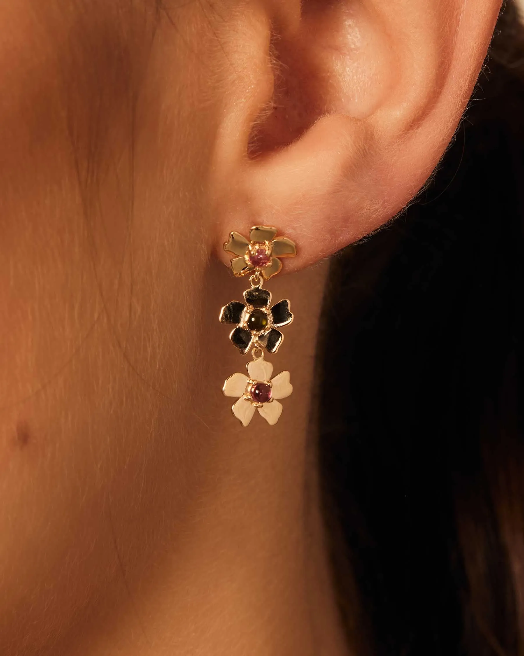 Forever Flower Long Earrings | 18K Solid Gold | sold by Apodemia product image thumbnail 3