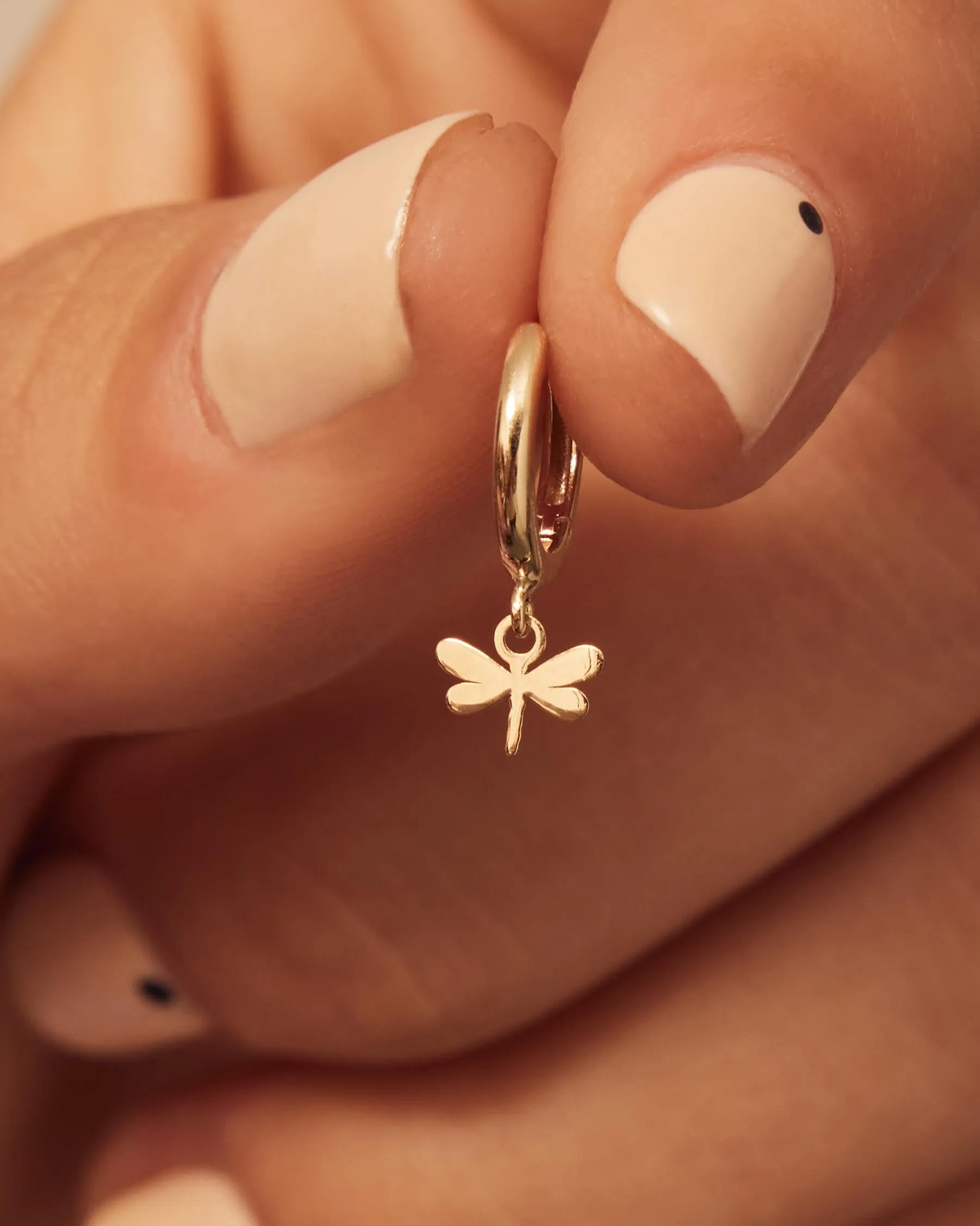 Forever Dragonfly Hoop Earrings | 18K Solid Gold | sold by Apodemia product image thumbnail 3