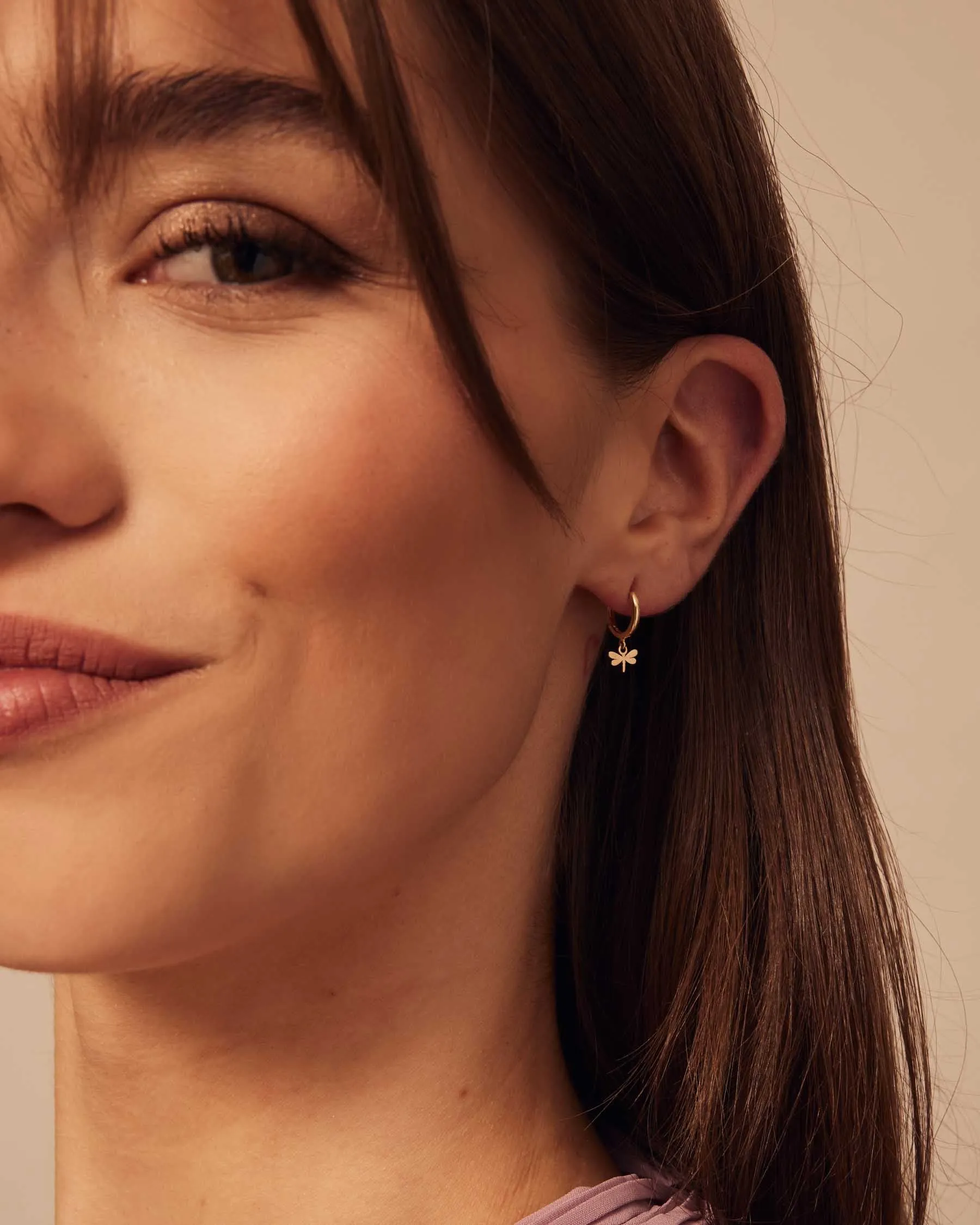 Forever Dragonfly Hoop Earrings | 18K Solid Gold | sold by Apodemia product image thumbnail 4