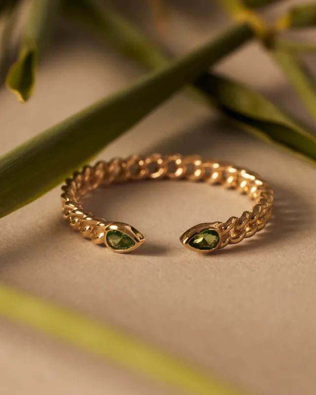 Forever Open Ring - 9K Solid Gold - Tsavorite sold by Apodemia