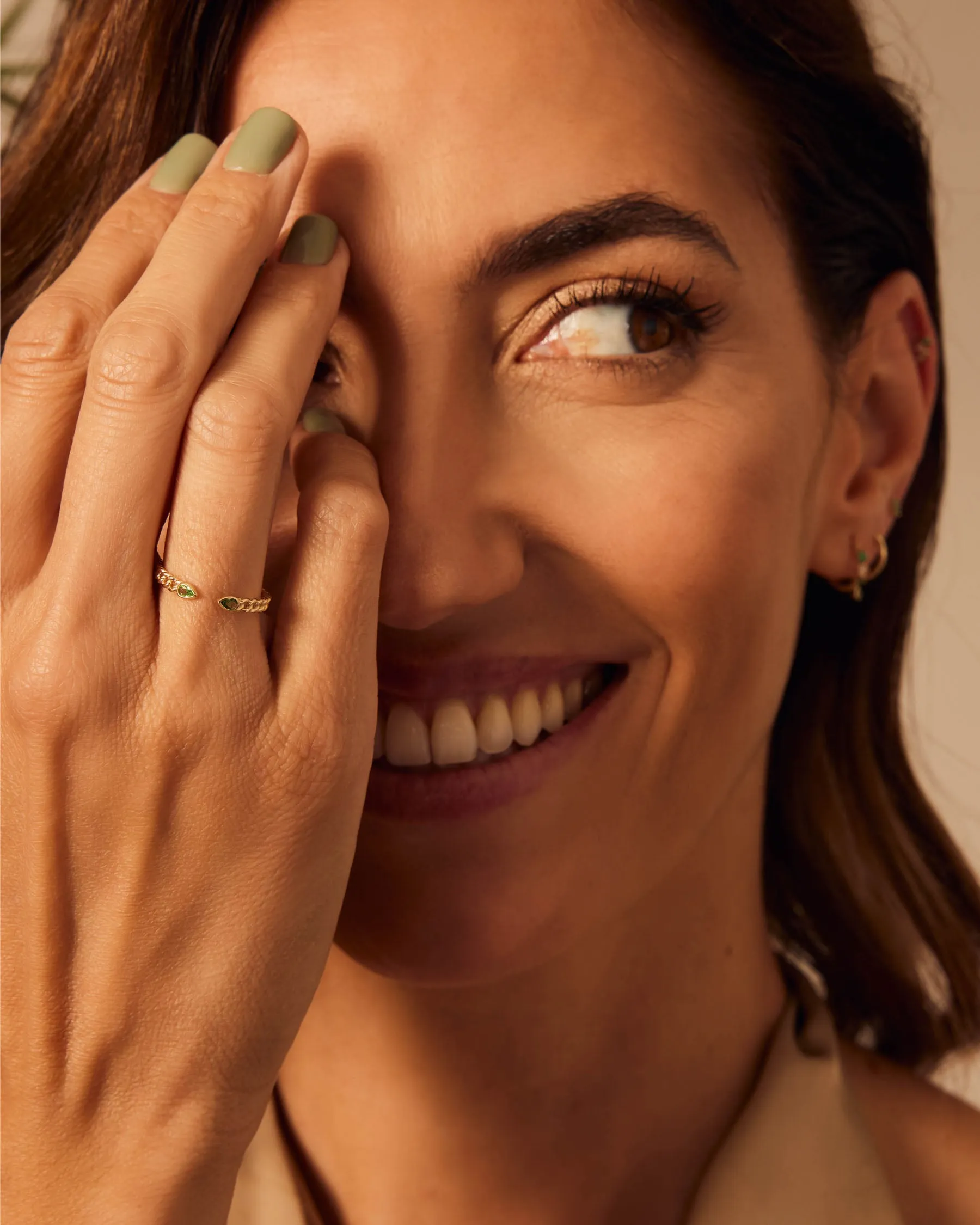 Forever Open Ring - 9K Solid Gold - Tsavorite sold by Apodemia product image thumbnail 5