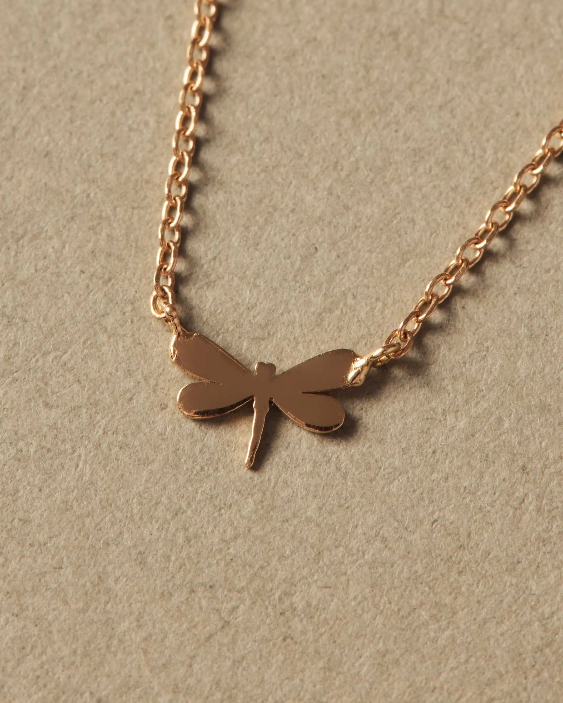 Mini Dragonfly Forever Necklace | 18K Solid Gold | sold by Apodemia