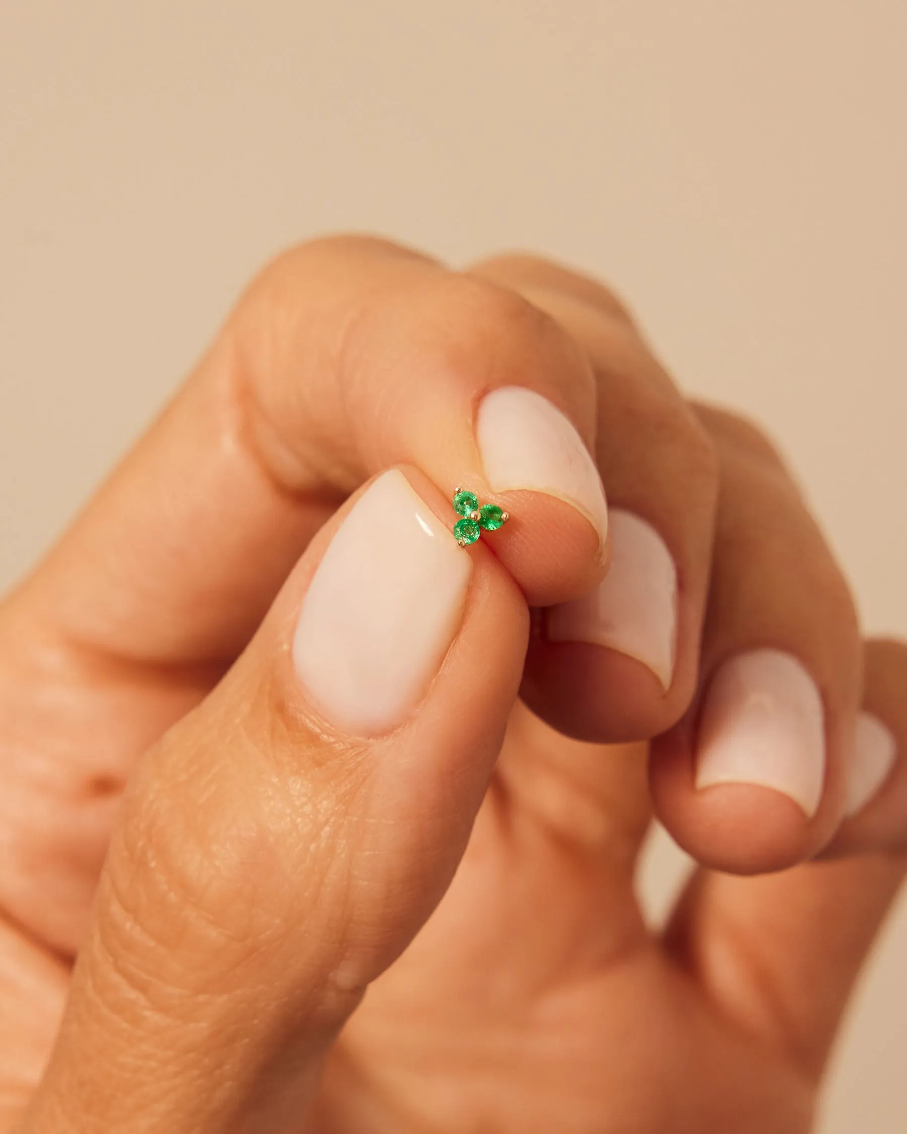 Trio Stud Forever Earrings | Solid Gold 9k | Emerald sold by Apodemia product image thumbnail 2