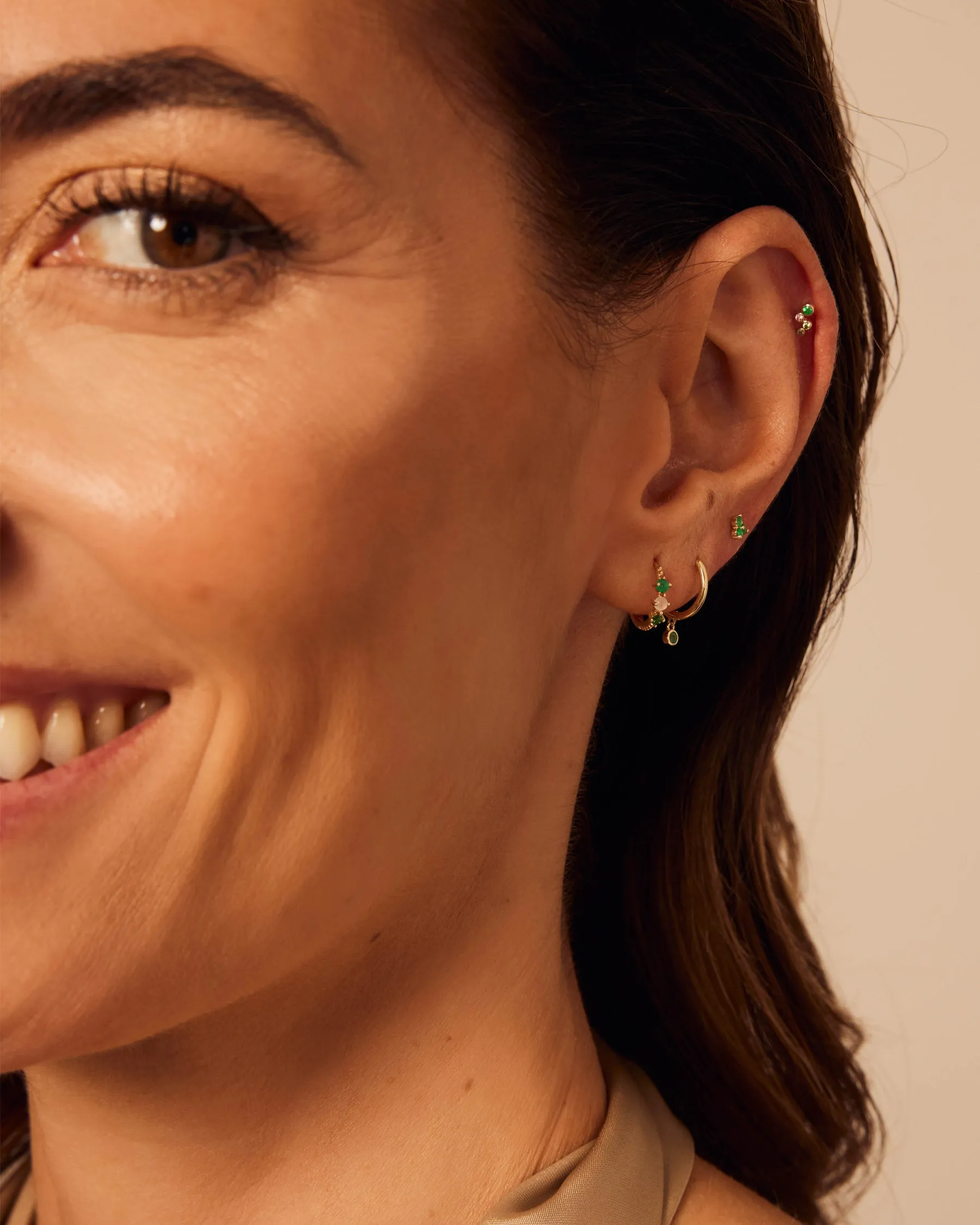 Trio Stud Forever Earrings | Solid Gold 9k | Emerald sold by Apodemia product image thumbnail 4