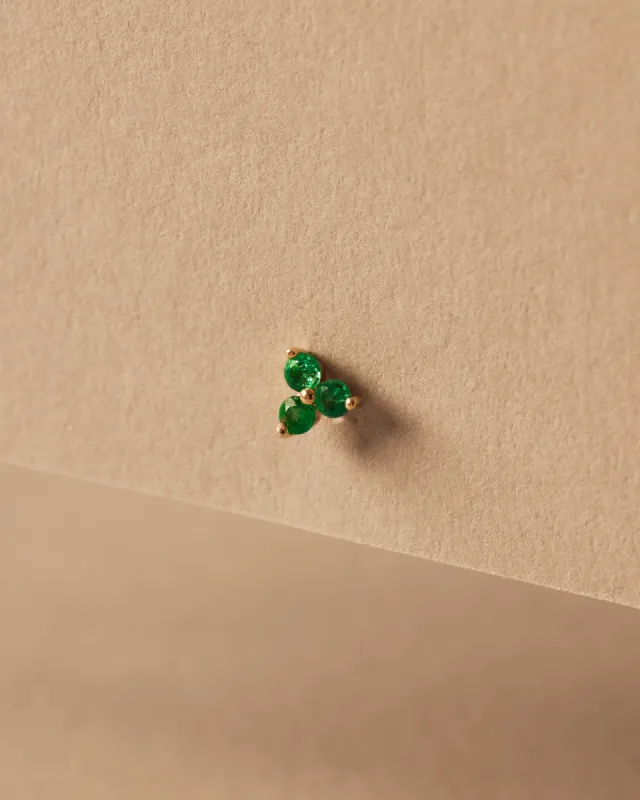 Trio Stud Forever Earrings | Solid Gold 9k | Emerald sold by Apodemia