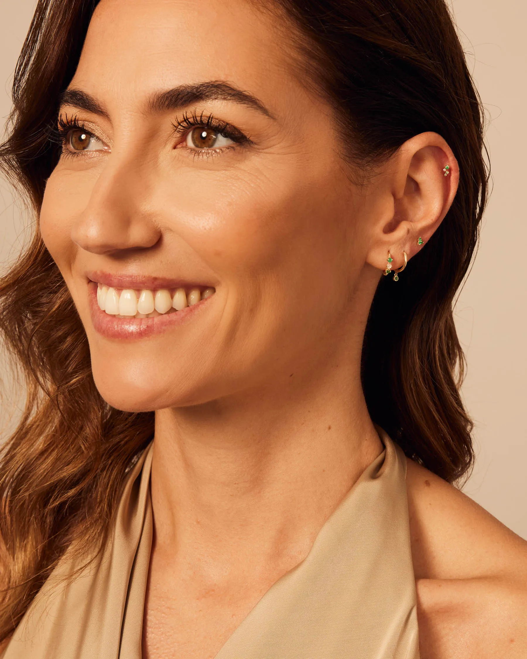 Multicolor Stud Forever Earrings : Solid Gold 9k : Emerald : Tsavorite : Pink Sapphire sold by Apodemia product image thumbnail 5