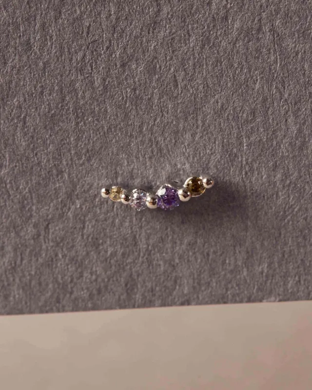 Multicolor Forever Curved Earring | 925 silver sold by Apodemia