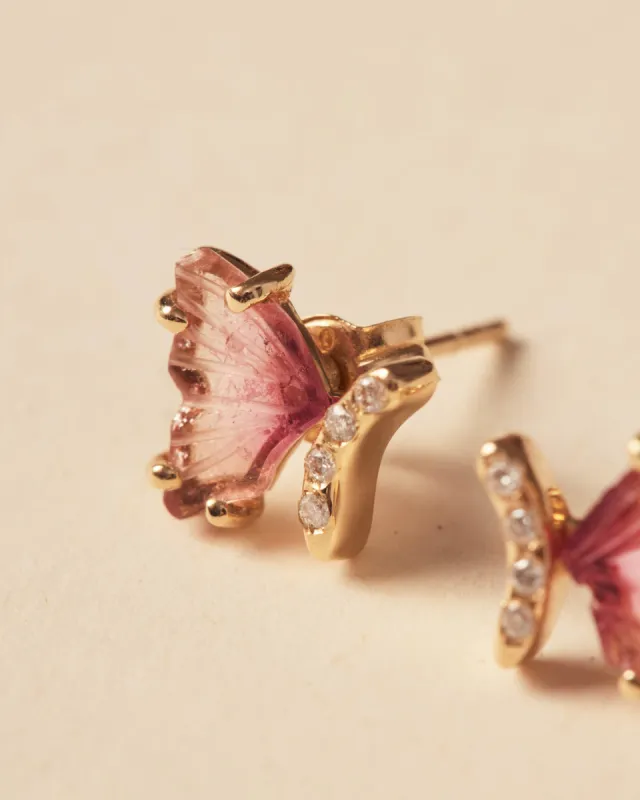 Forever Butterfly Earrings | 18k Solid Gold | Diamonds | Multicolor Tourmalines sold by Apodemia