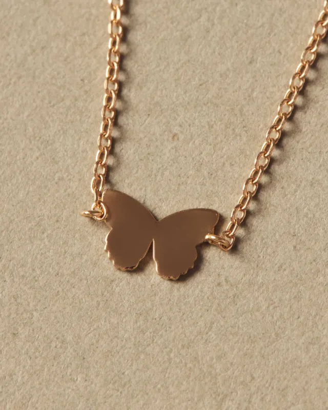 Forever Mini Butterfly Necklace | 18K Solid Gold sold by Apodemia