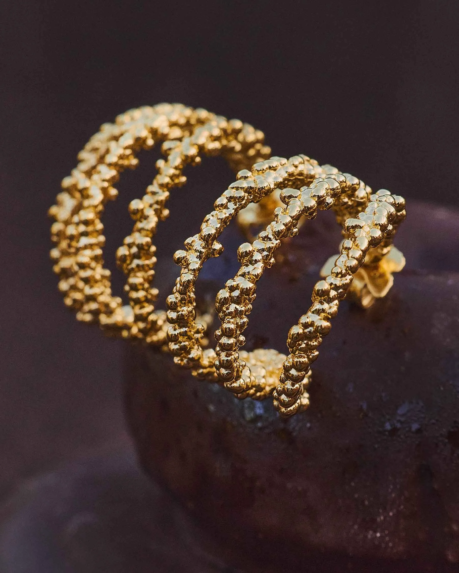 Triple Hoop Earrings Sand Dust sold by Apodemia