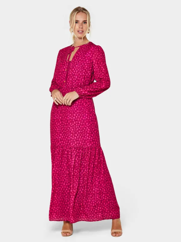 Fiona Spot Print Pink Maxi Dress sold by George W. Davies