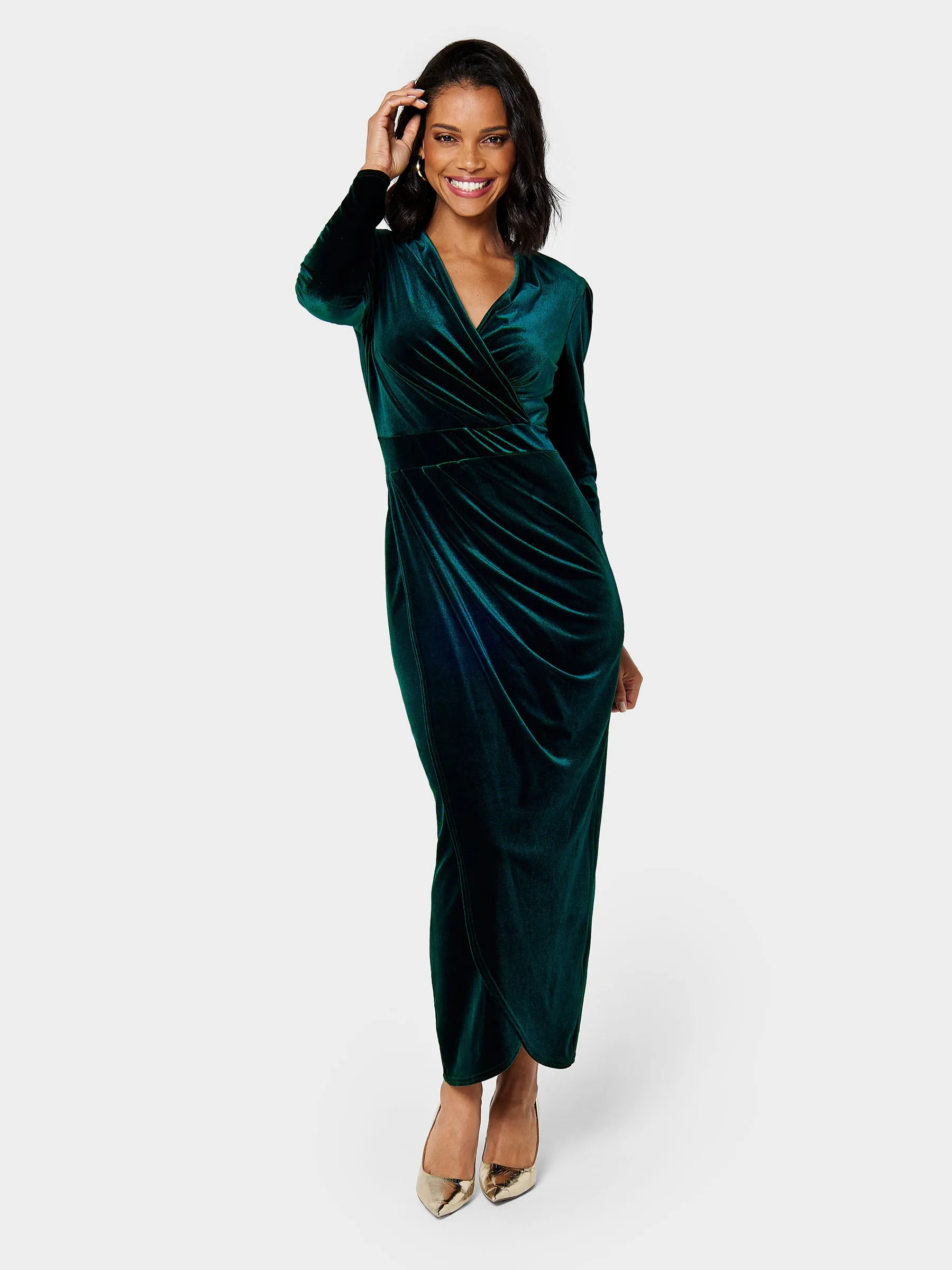 Paula Velvet Emerald Green Maxi Dress sold by George W. Davies