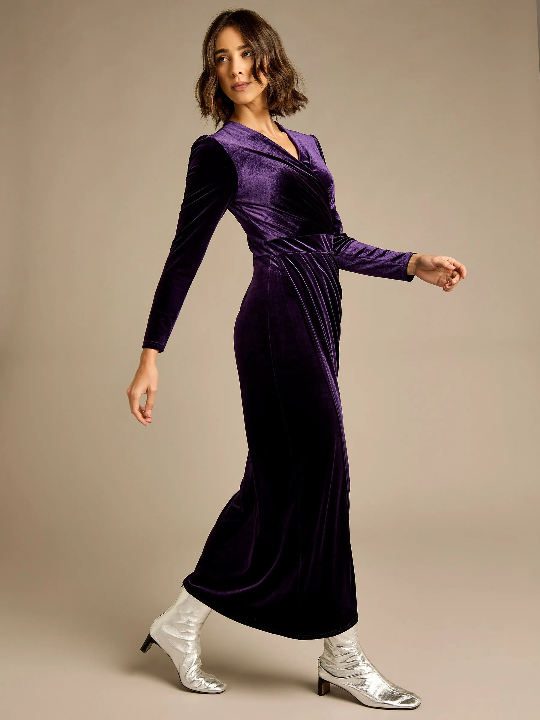 Paula Purple Velvet Dress sold by George W. Davies