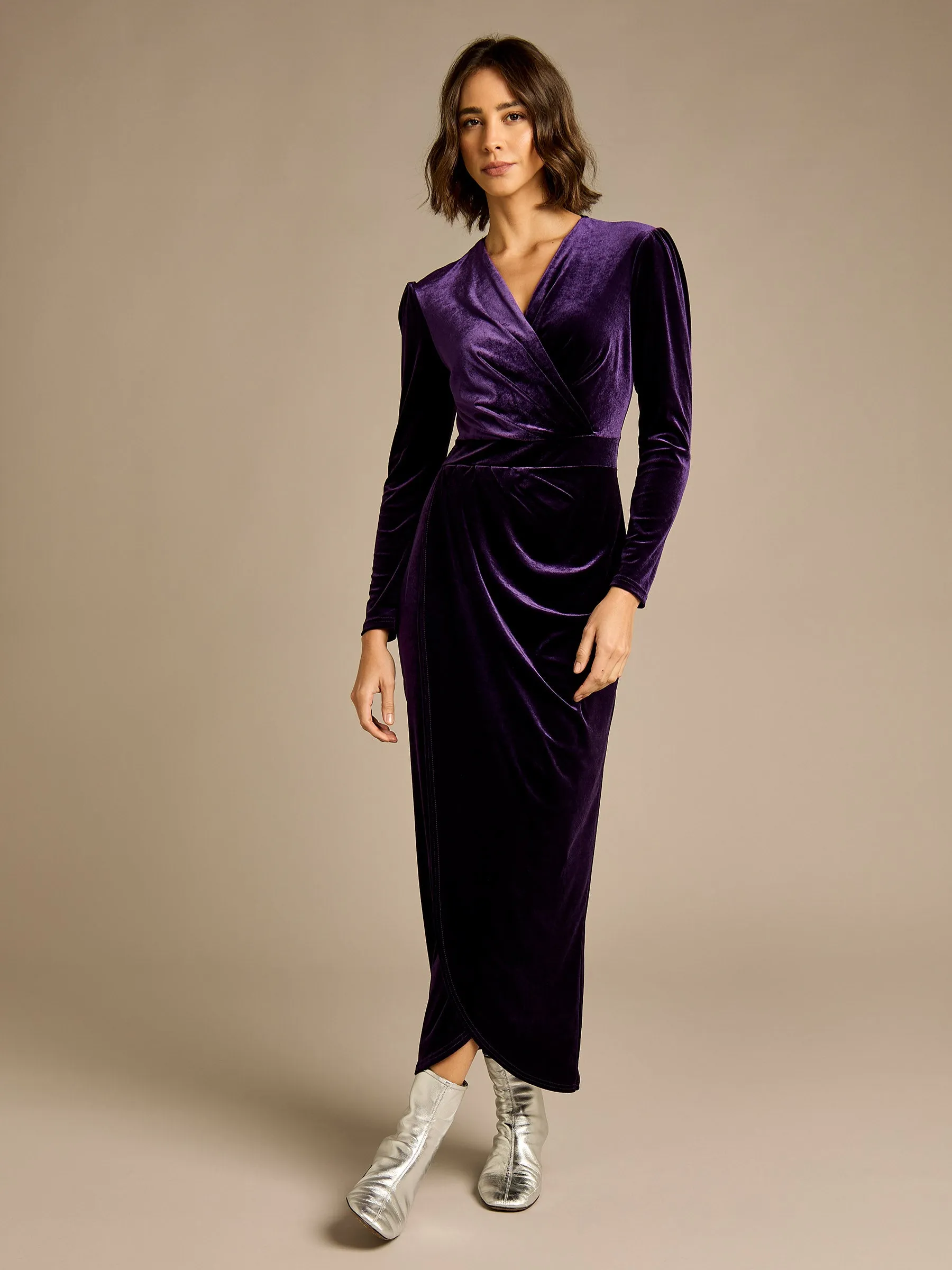 Paula Purple Velvet Dress sold by George W. Davies product image thumbnail 5
