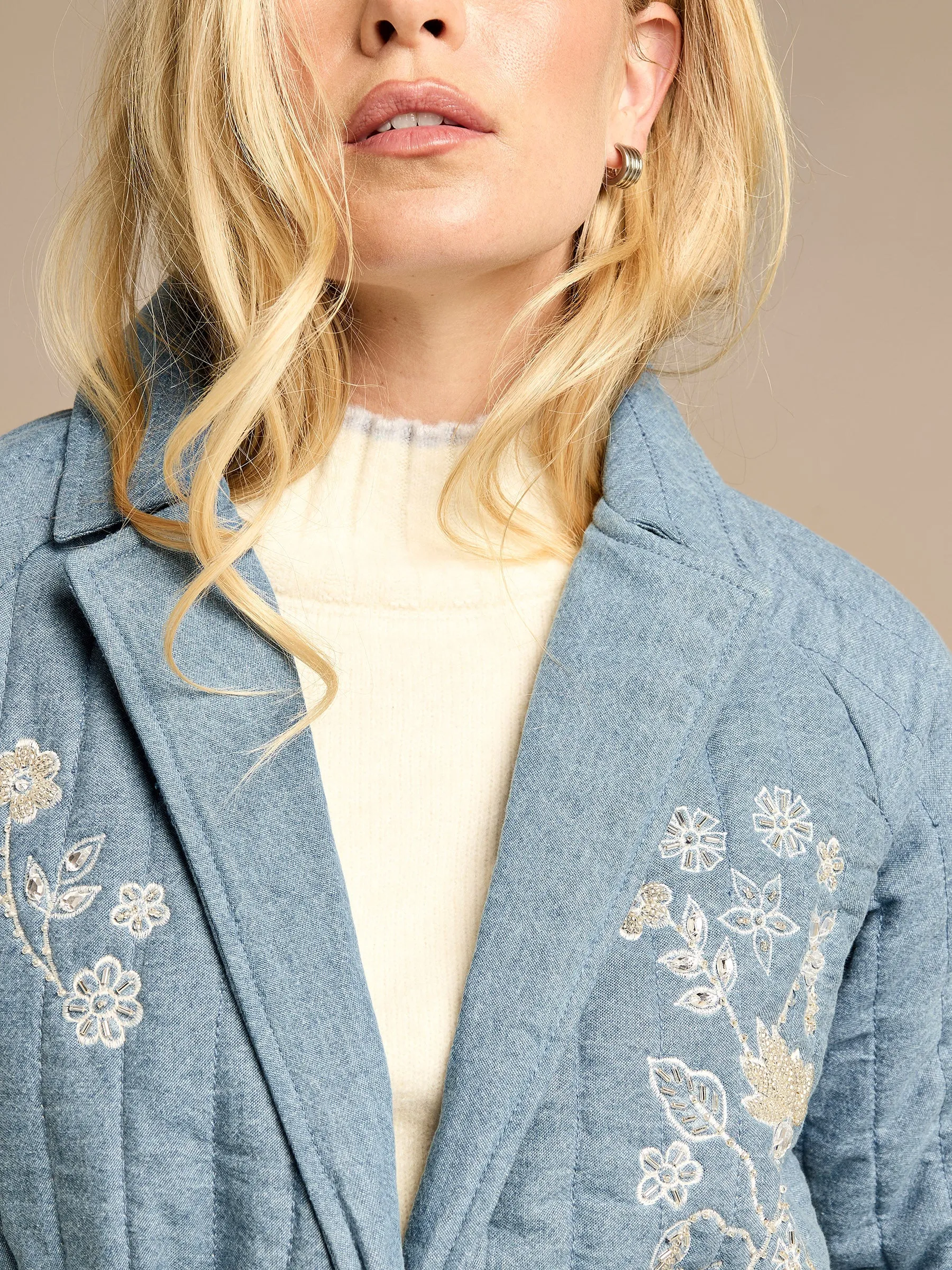 Demi Denim Quilted Tie Blazer sold by George W. Davies product image thumbnail 5