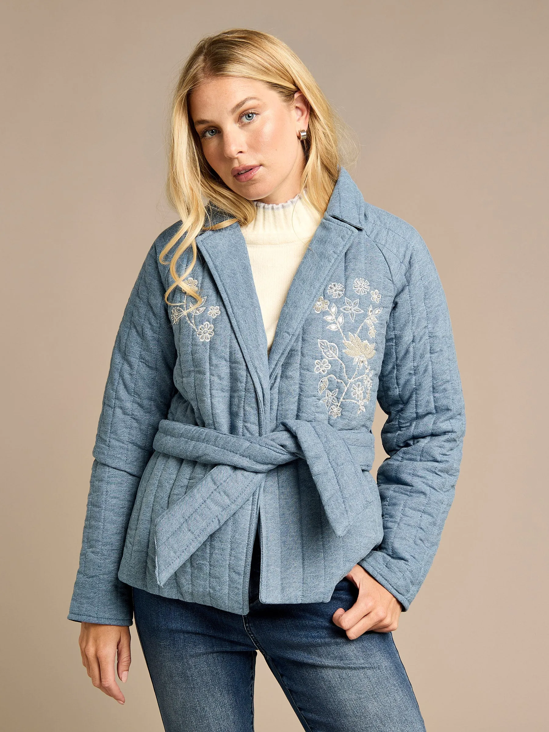 Demi Denim Quilted Tie Blazer sold by George W. Davies product image thumbnail 2